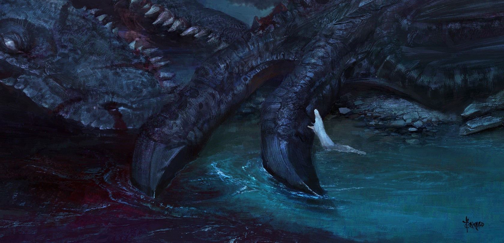 General 1680x812 fantasy art dragon blood creature dead watermarked