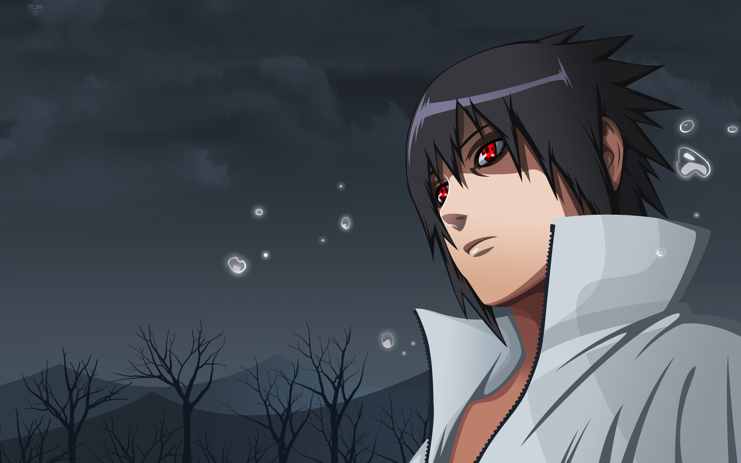 Anime 2560x1600 Uchiha Sasuke red eyes closeup Naruto Shippuden anime anime boys dark hair