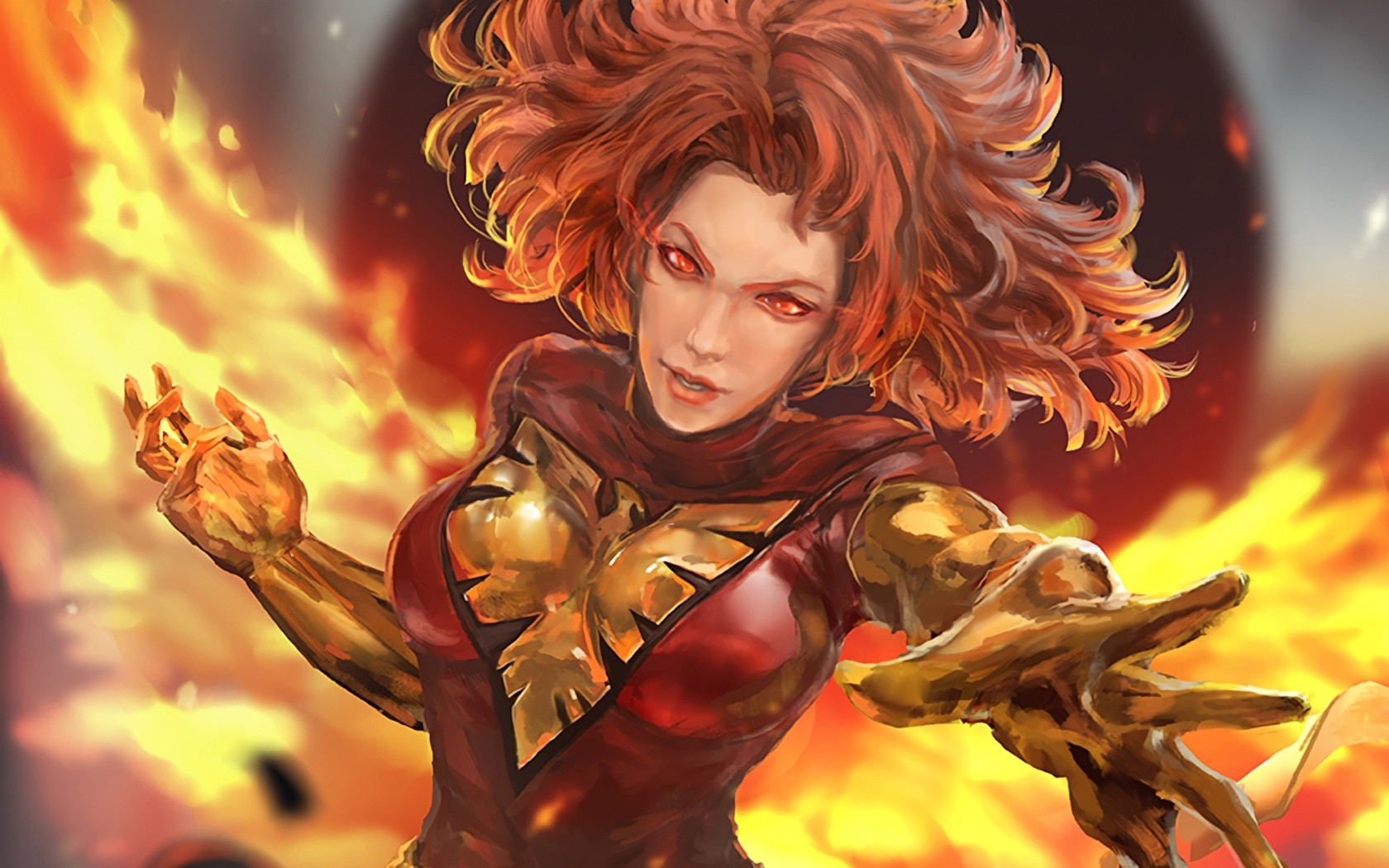 General 1680x1050 X-Men Jean Grey fantasy girl red eyes fire