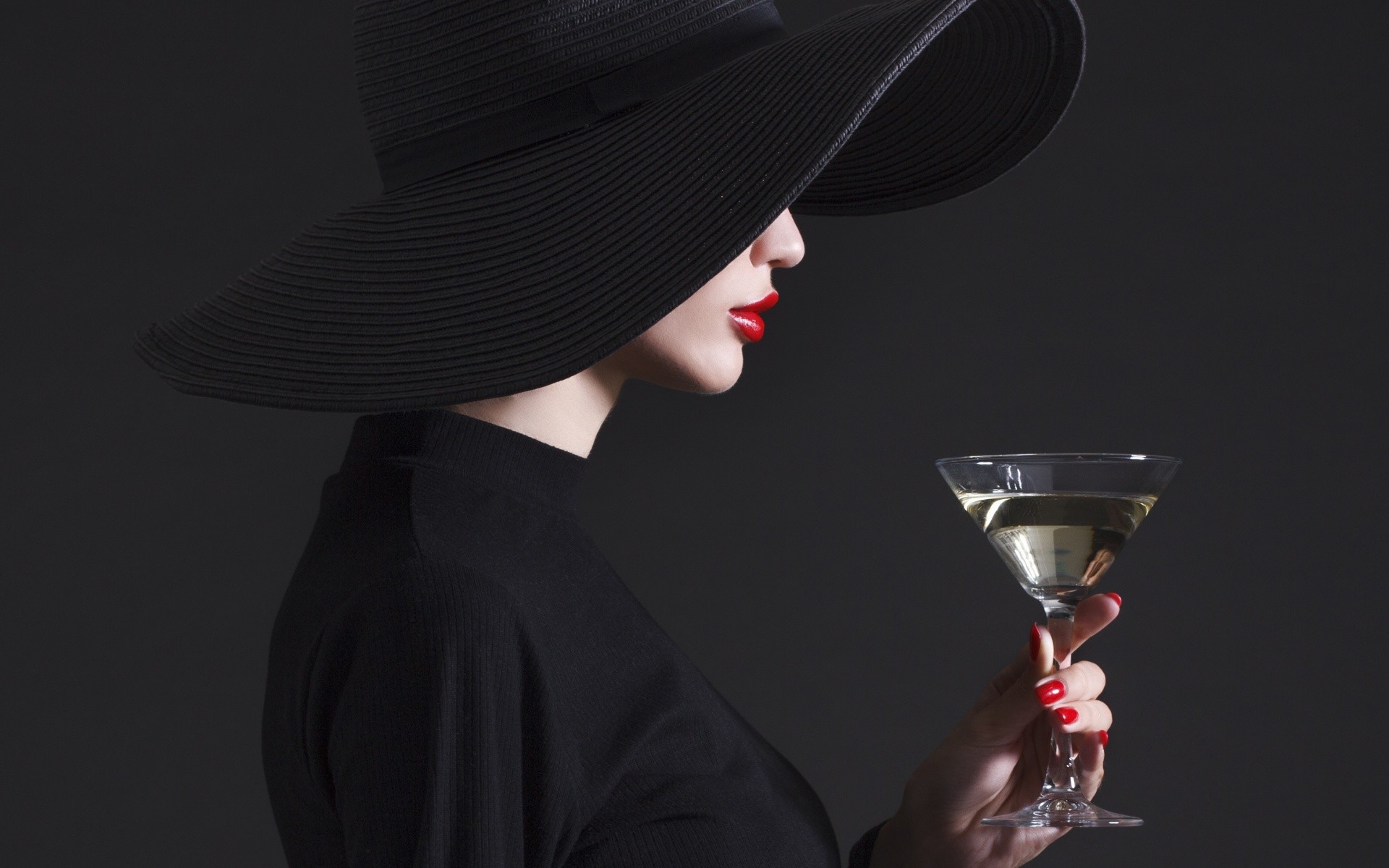 People 1920x1200 drink women model face hat millinery closeup simple background