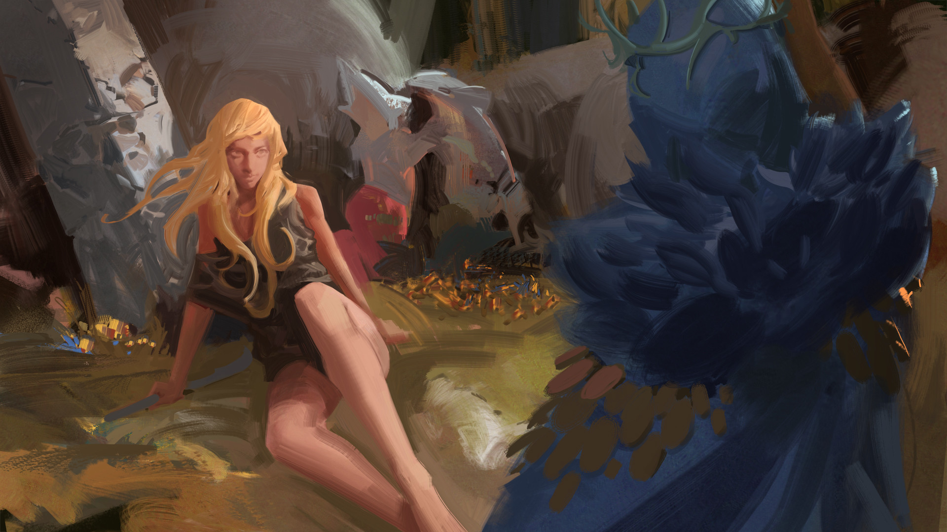 General 1920x1080 fantasy art magic fantasy girl blonde legs long hair