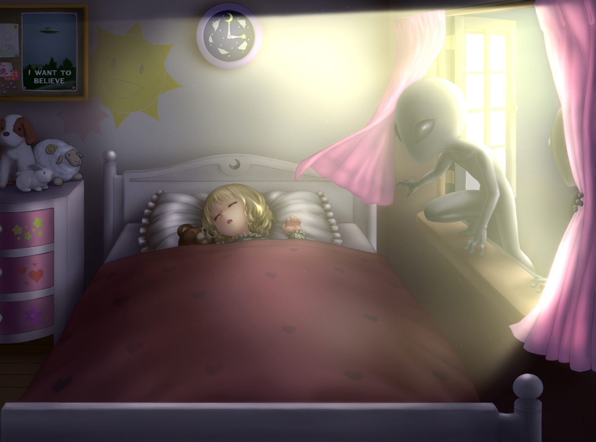 General 1920x1423 children sleeping aliens horror artwork digital art