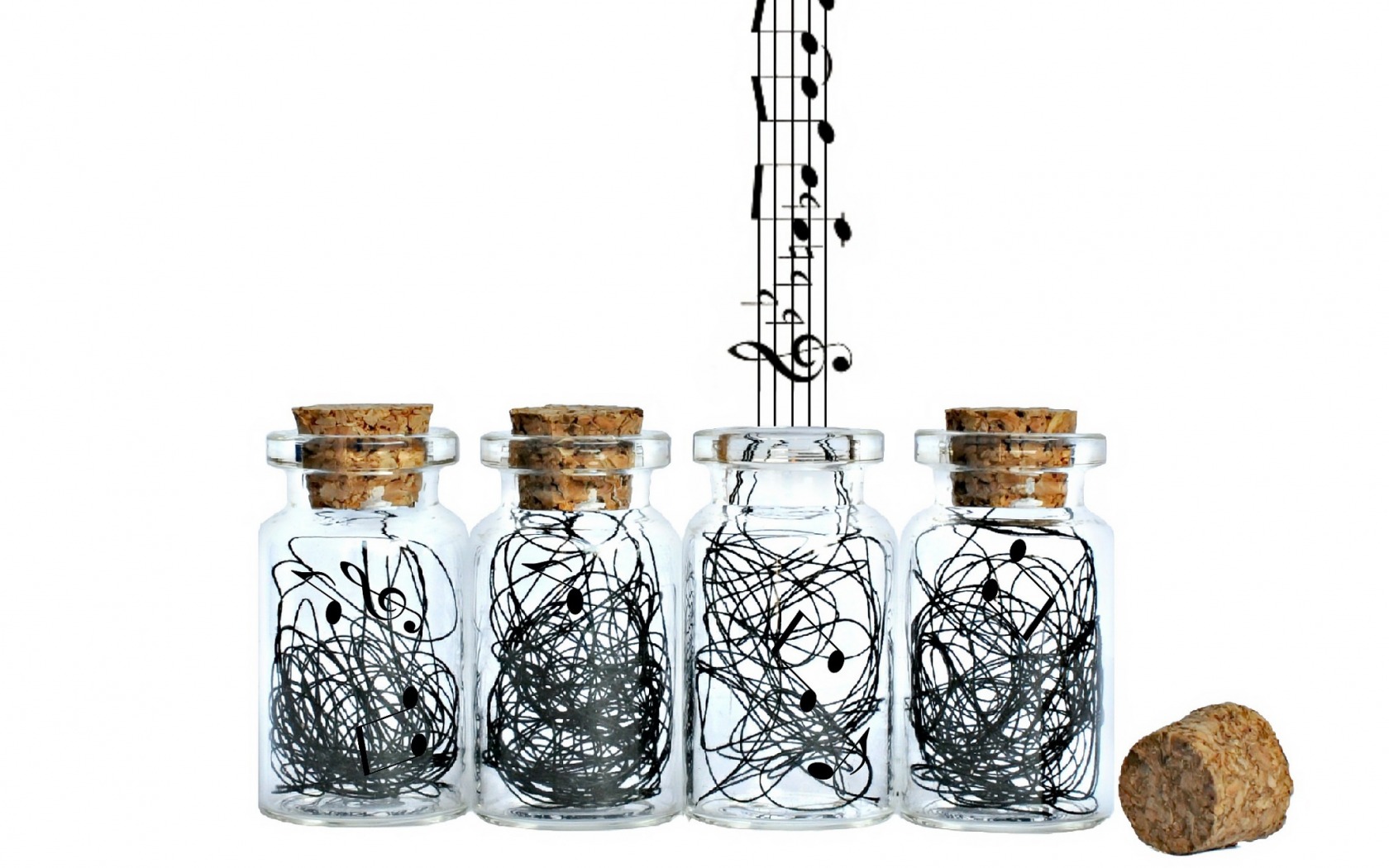 General 1680x1050 music musical notes simple background bottles white background