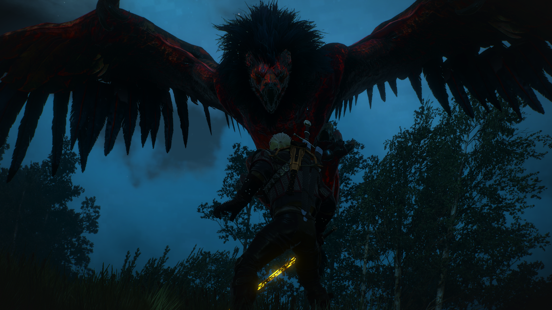General 1920x1080 The Witcher 3: Wild Hunt Velen The White Wolf Geralt of Rivia The Witcher screen shot griffins creature RPG video games PC gaming wings