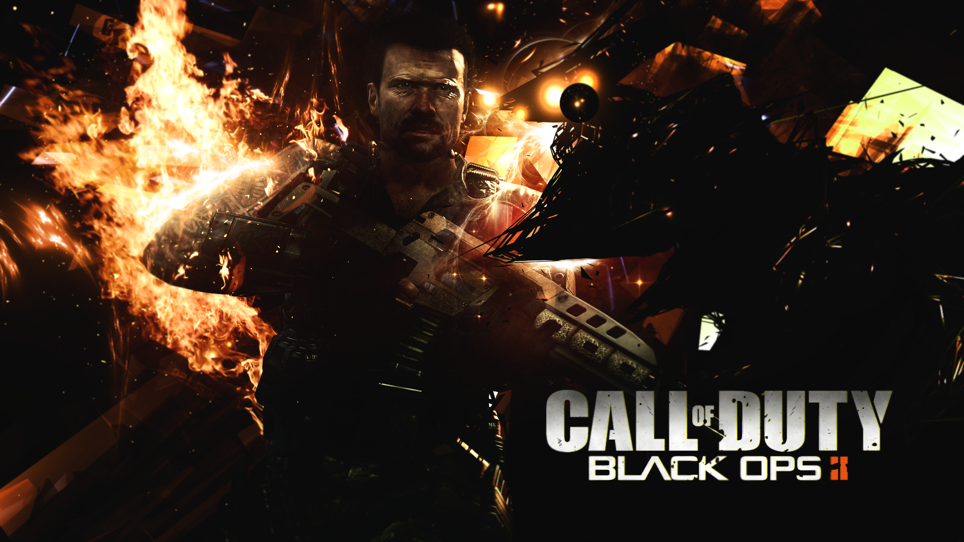 General 1920x1080 Call of Duty: Black Ops Call of Duty: Black Ops II video games dark fire Call of Duty video game art PC gaming video game men weapon men explosion