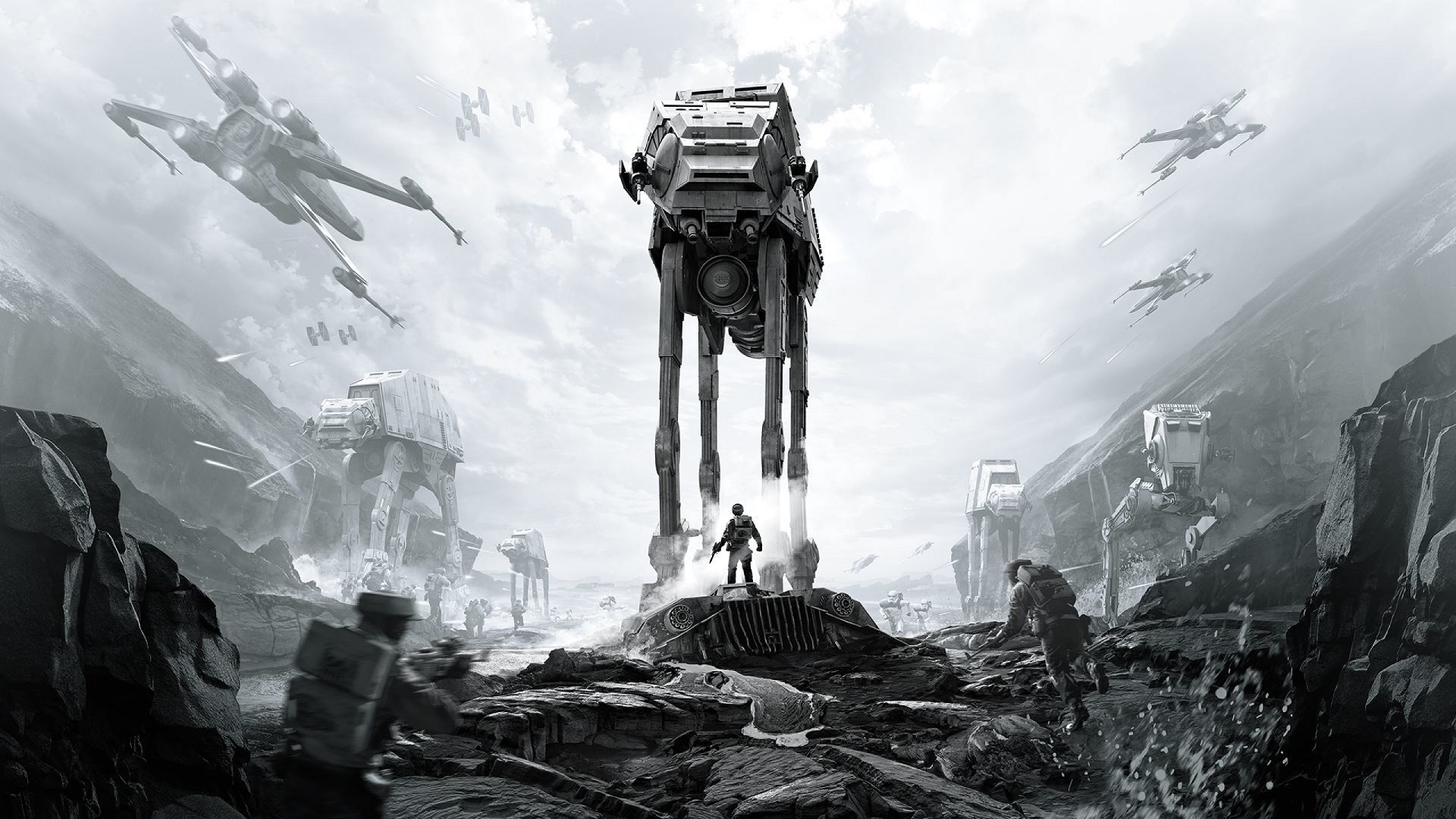 General 1920x1080 Star Wars: Battlefront Star Wars video games science fiction AT-AT X-wing