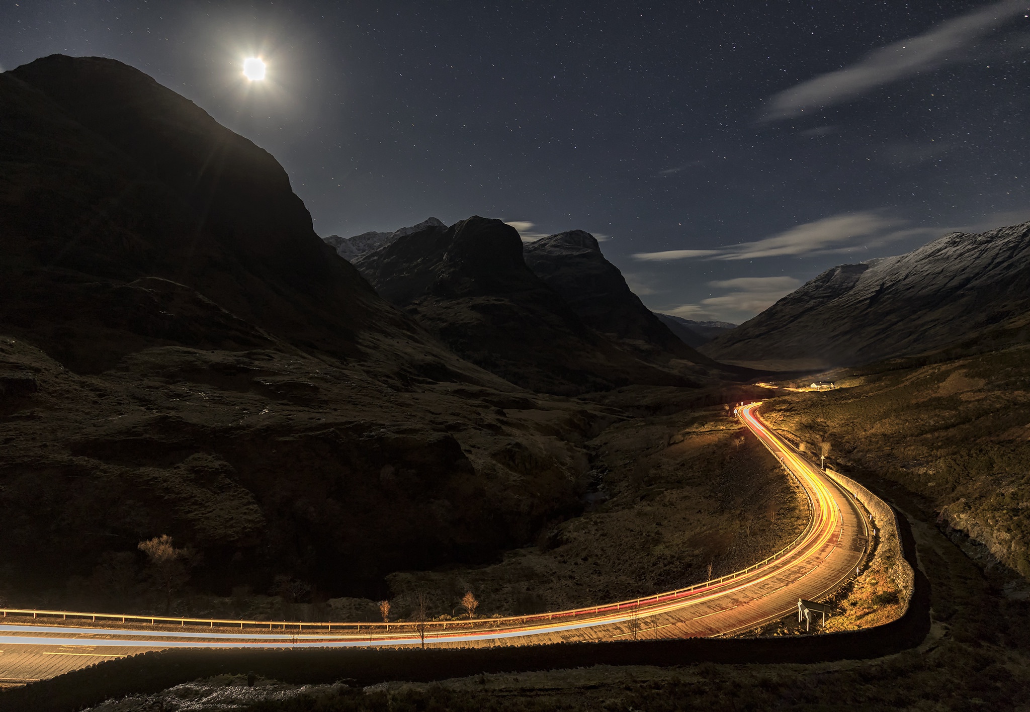 General 2048x1416 night mountains landscape road long exposure