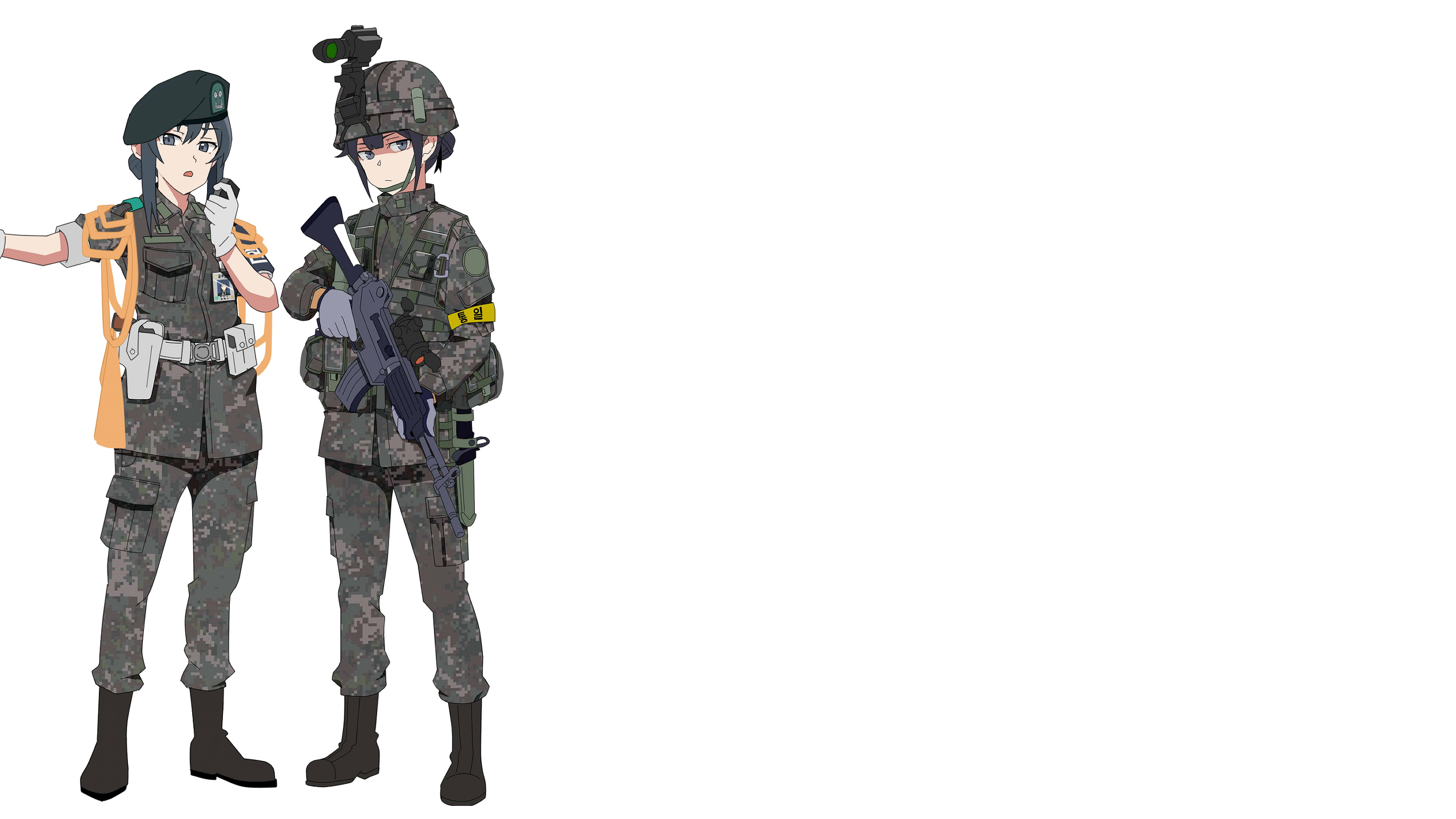 Anime 2560x1440 gun military black hair soldier Wani