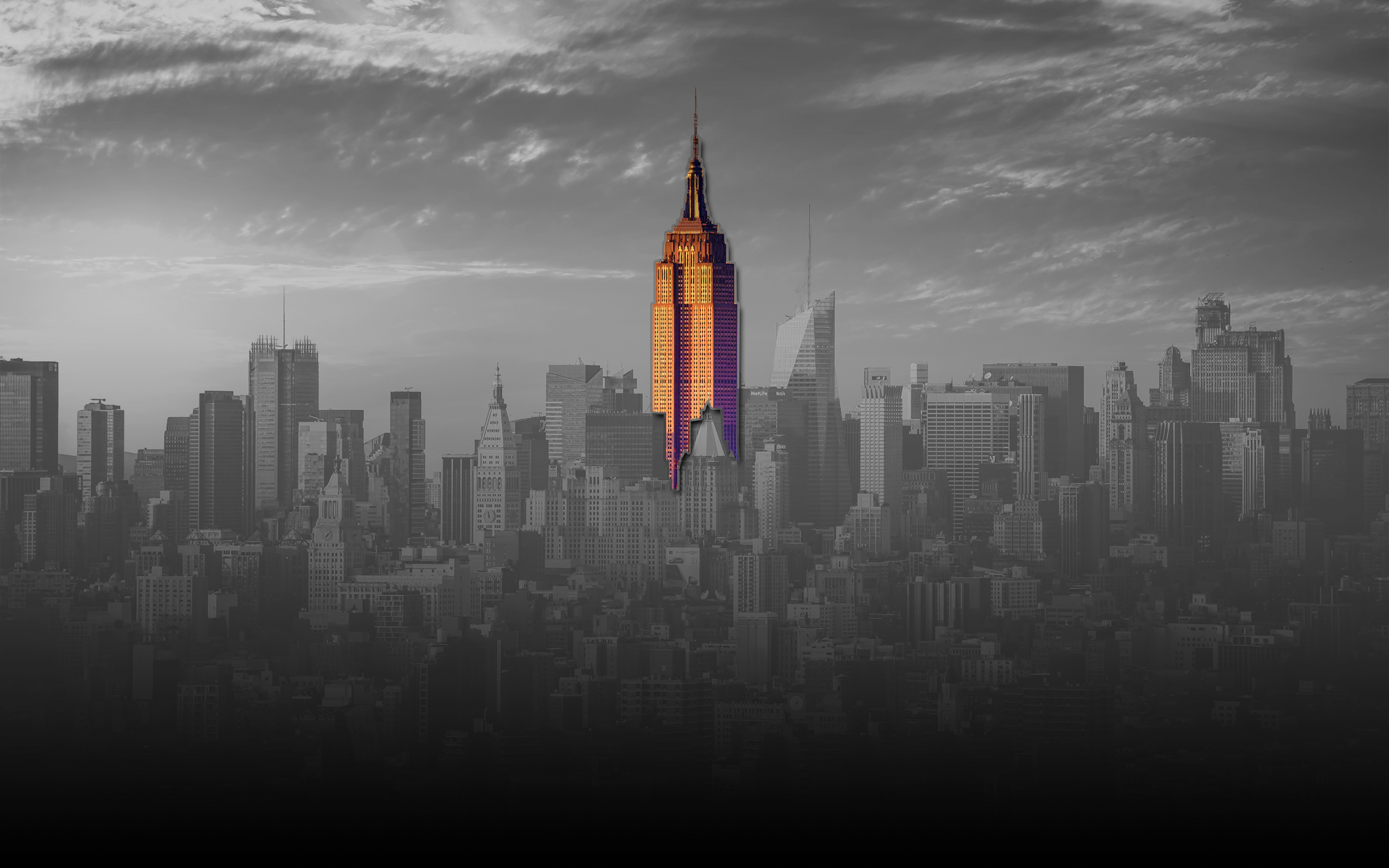 General 2880x1800 city world New York City Empire State Building selective coloring