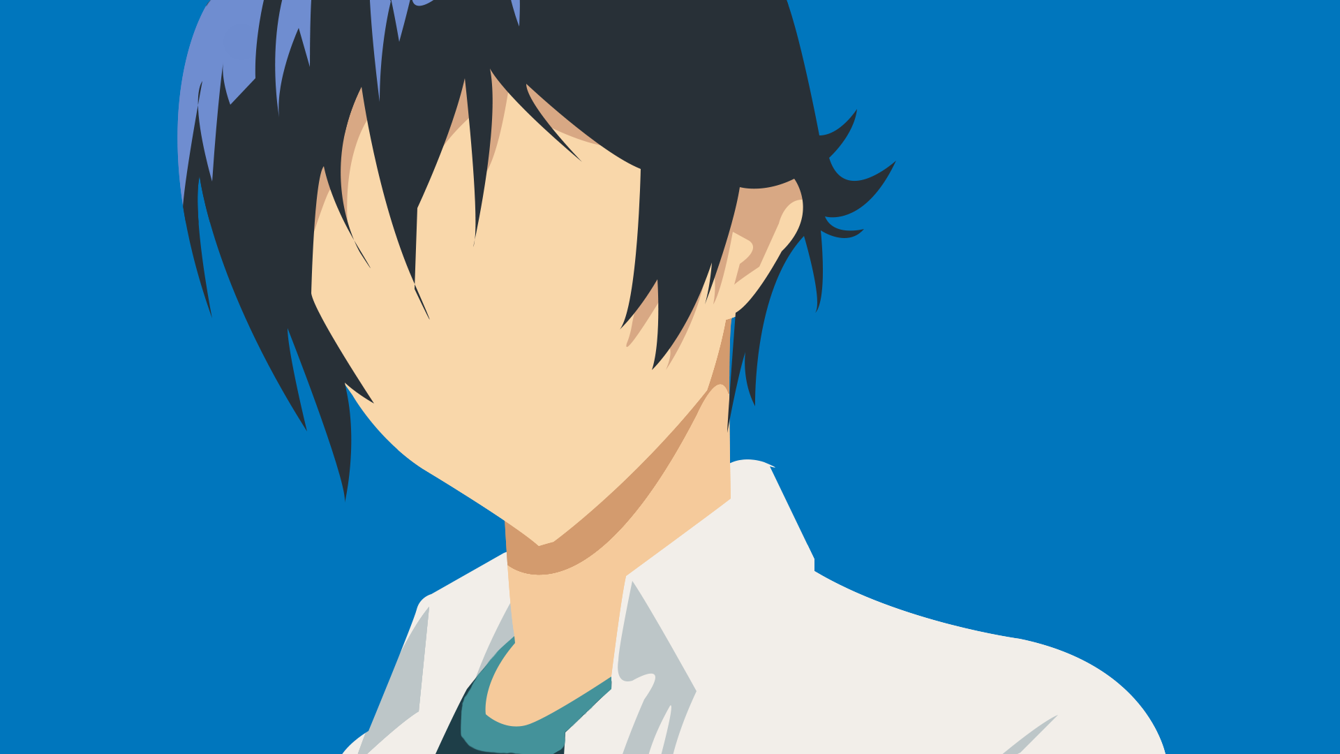 dark hair, anime, Bakuman, anime boys, simple background, blue ...