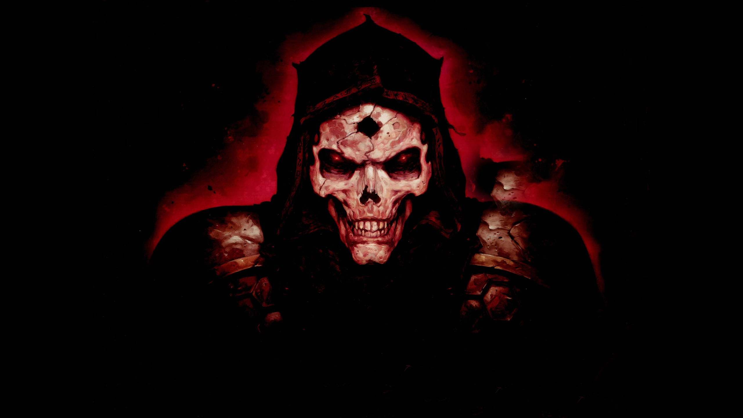 General 2560x1440 Diablo Diablo 2 fantasy art simple background skull screen shot