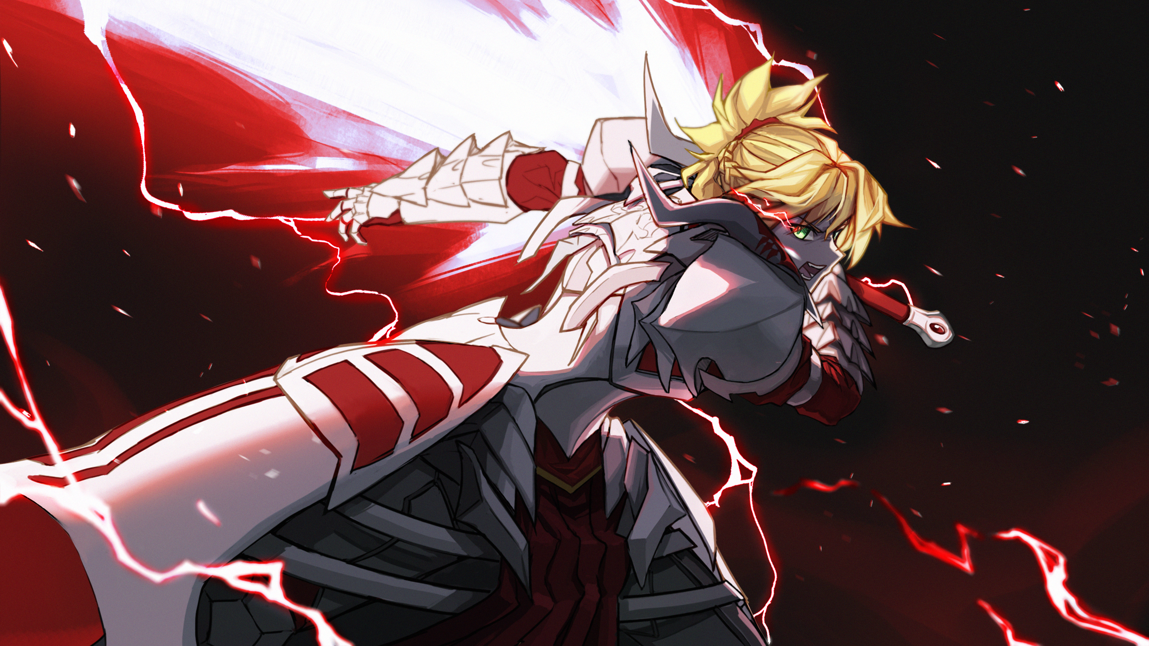 Anime 3840x2160 anime anime girls Fate series Fate/Apocrypha  Fate/Grand Order Mordred (Fate/Apocrypha) ponytail long hair blonde artwork digital art fan art