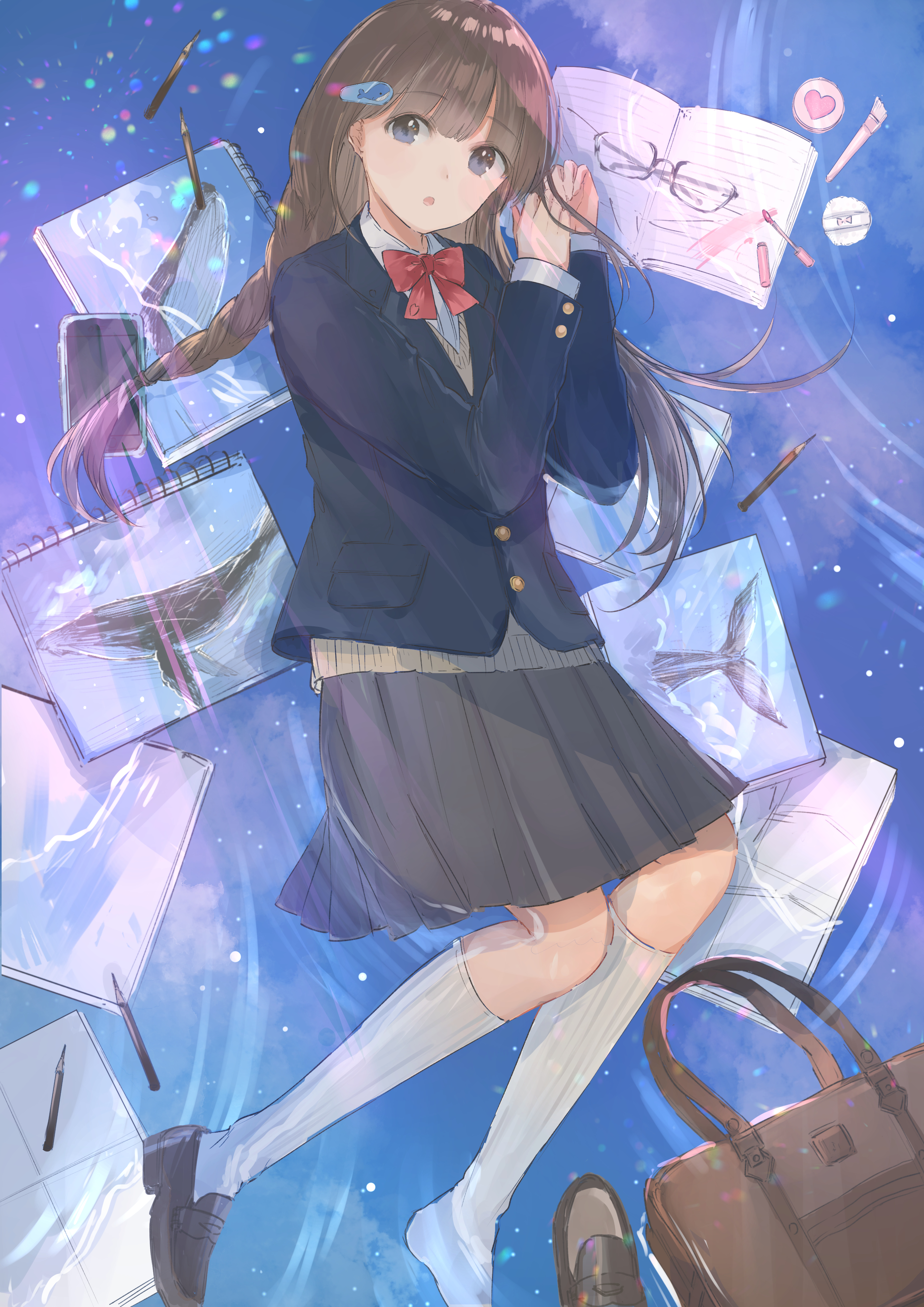 Anime 2894x4093 anime anime girls original characters solo artwork digital art fan art school uniform schoolgirl