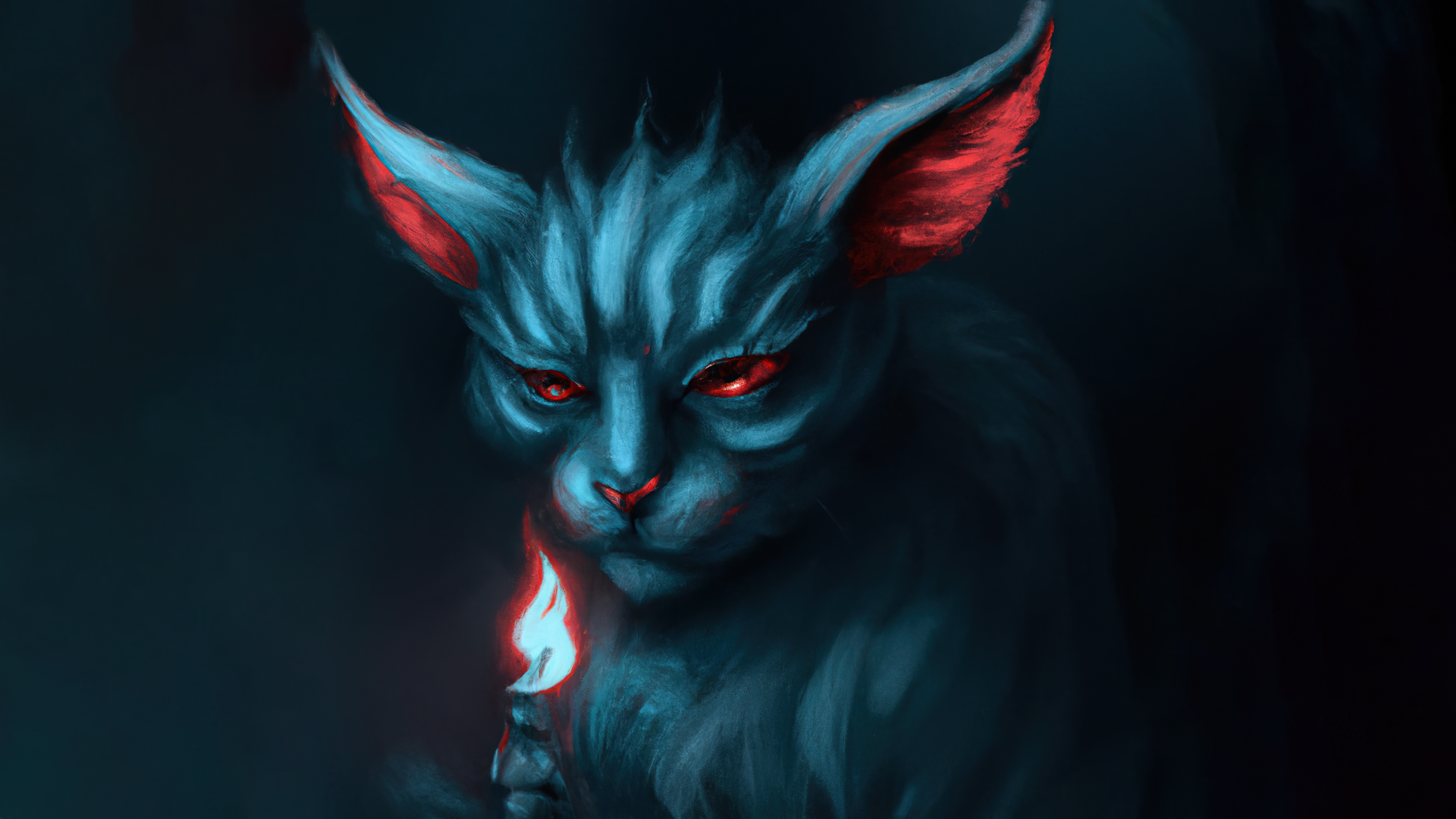 General 3840x2160 AI art painting cats demon dark fantasy art horror
