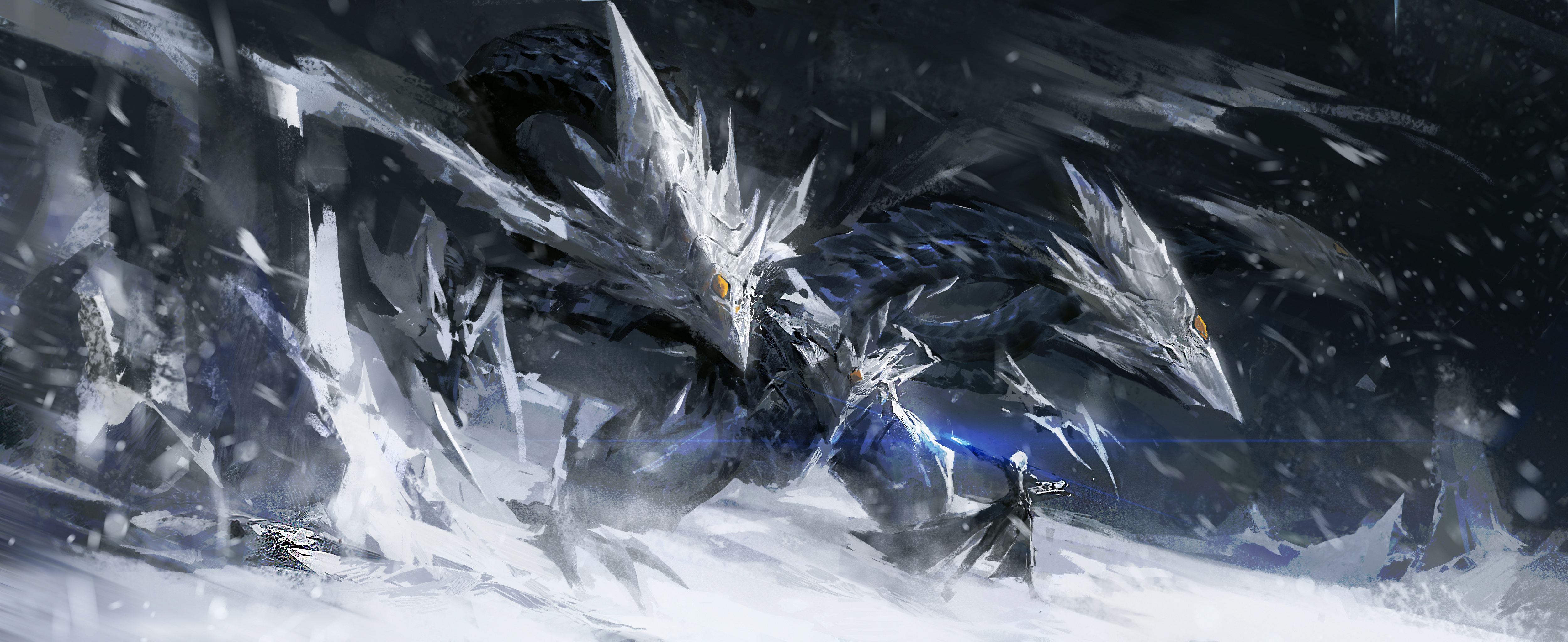 Anime 5000x2049 Trishula, Dragon of the Ice Barrier Yu-Gi-Oh! LEO (Artist) dragon