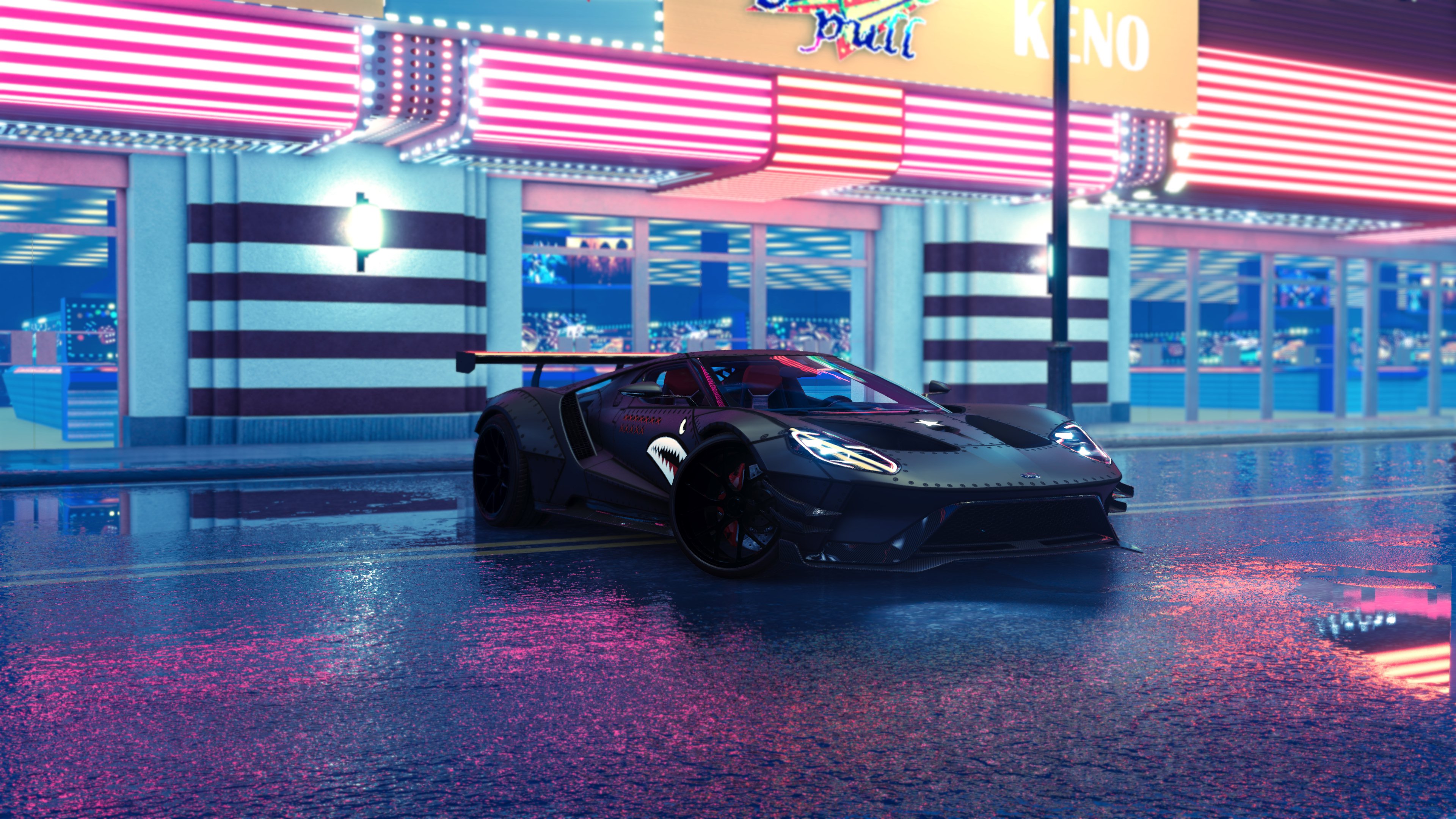 General 3840x2160 Ford GT supercars video games screen shot The Crew 2 vehicle Ford GT Mk II wet road Ford car