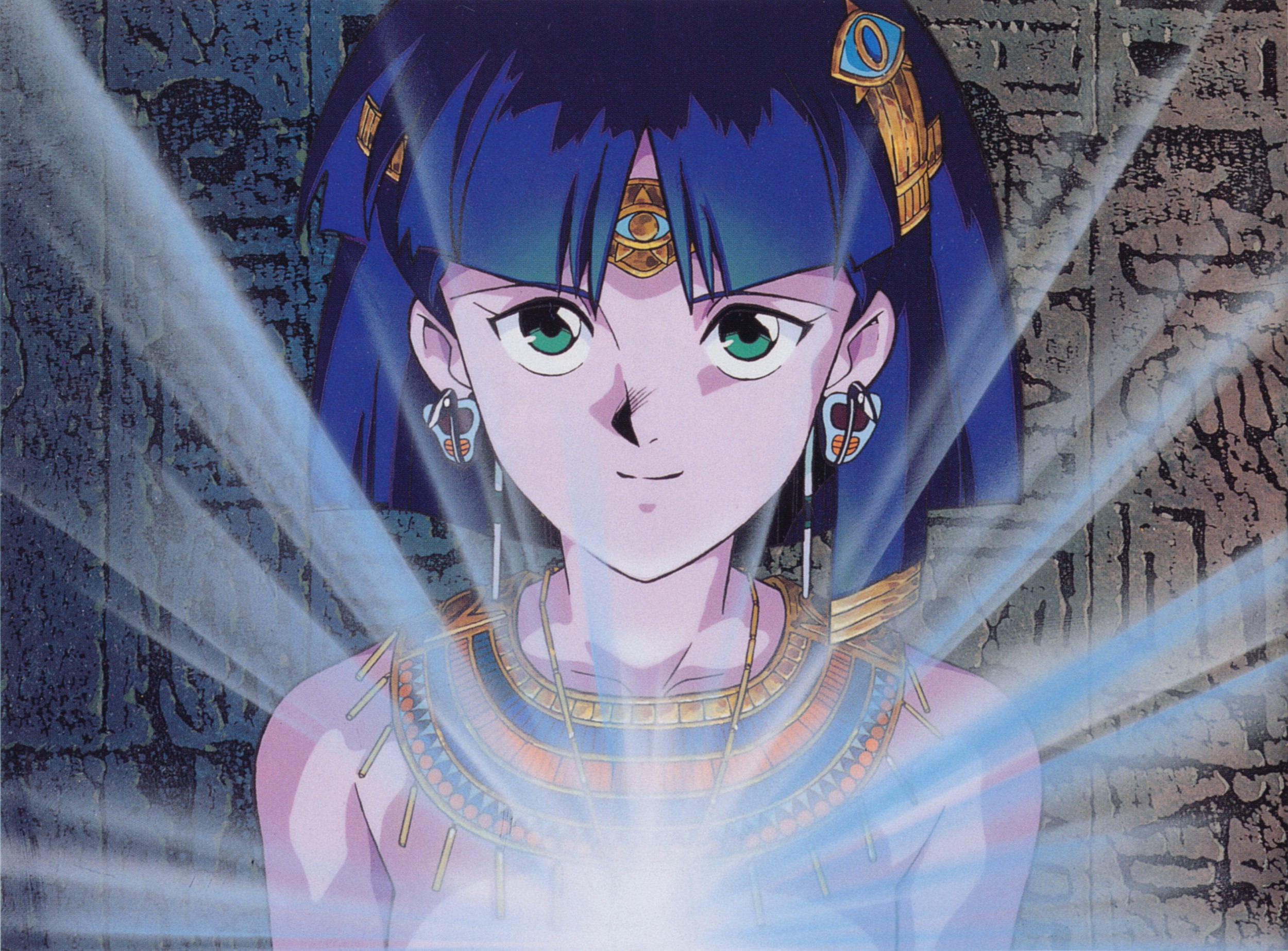 Anime 2500x1845 Fushigi no umi no Nadia Nadia la Arwall jewelry dark skin blue hair anime girls