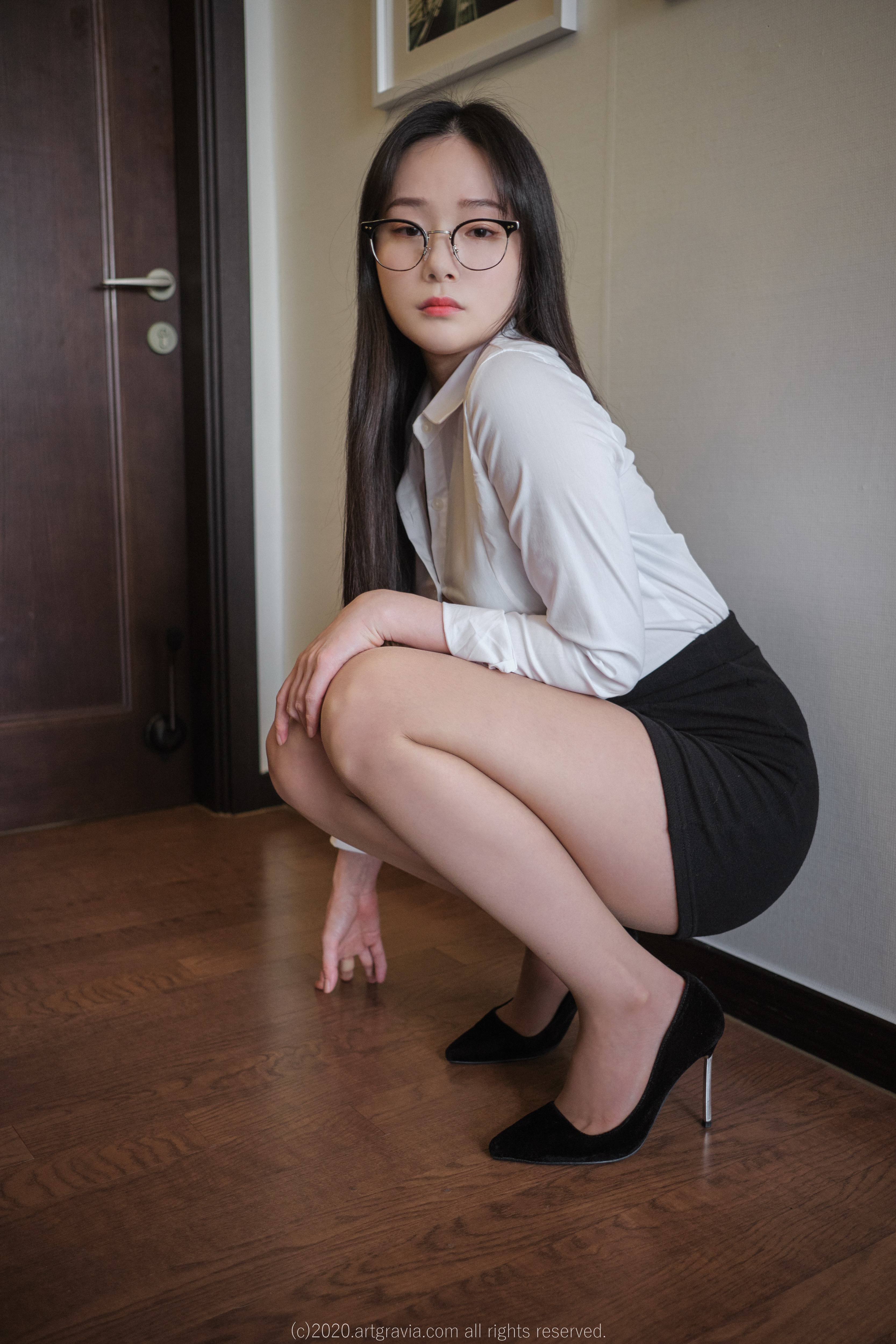 People 3333x5000 Pia Korean women Asian women curvy sensual gaze women indoors indoors high heels pale office girl