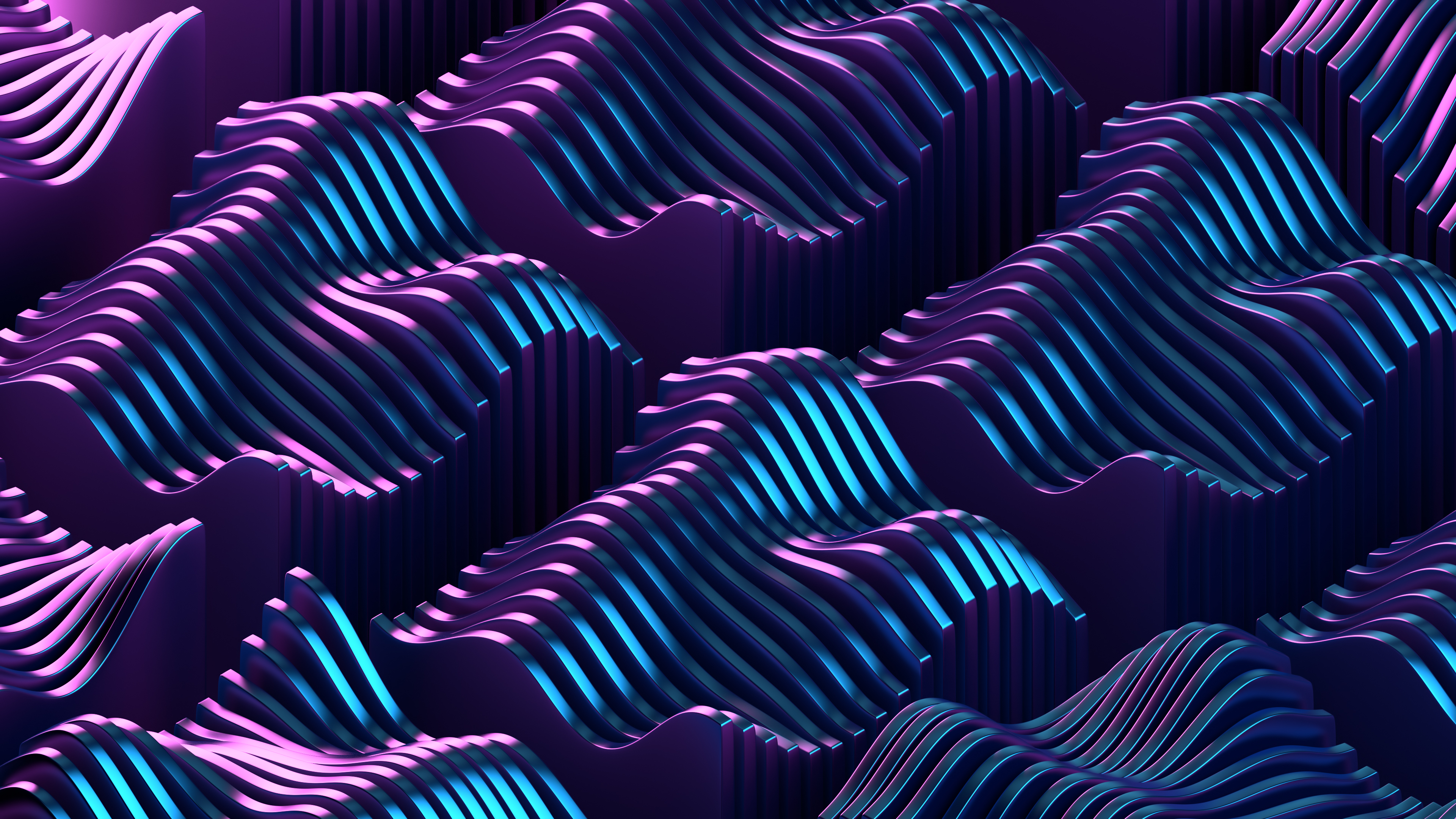 General 3840x2160 3D abstract colorful neon modern pattern blue purple render wavy lines geometry artwork digital art