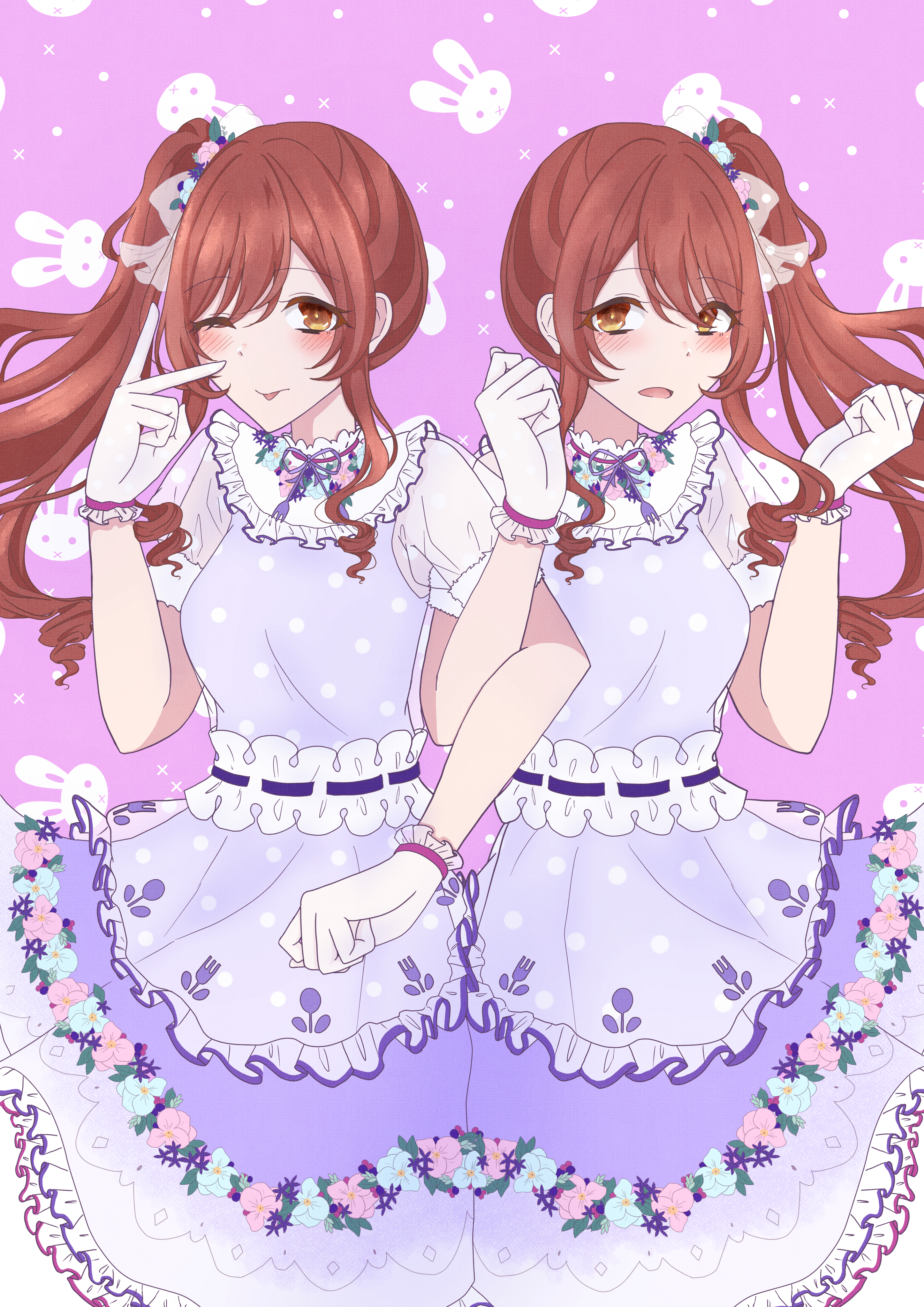 Anime 2894x4093 anime anime girls Oosaki Amana Oosaki Tenka twins long hair brunette THE iDOLM@STER THE iDOLM@STER: Shiny Colors