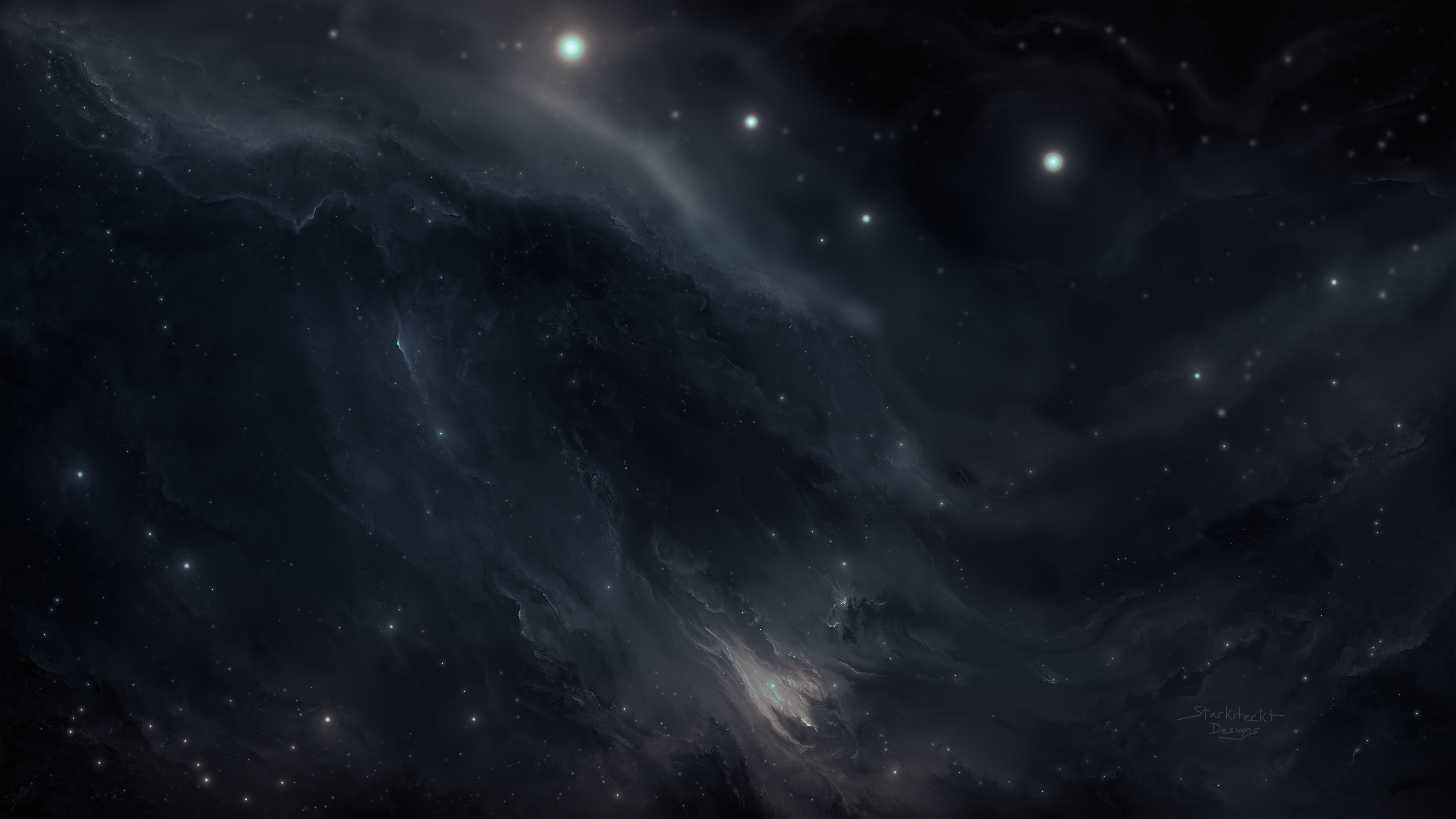General 3840x2160 Starkiteckt space nebula blue dark stars