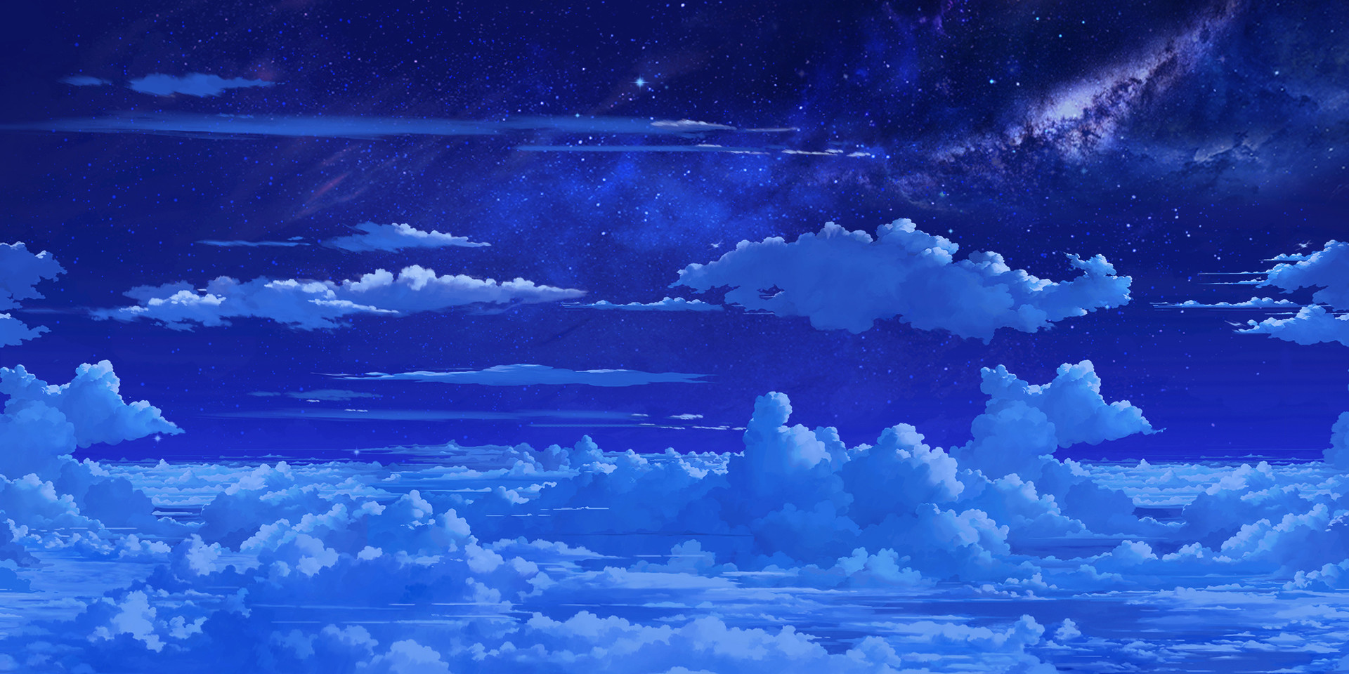 General 1920x960 Liuying JP digital art fantasy art clouds night sky landscape starry night night