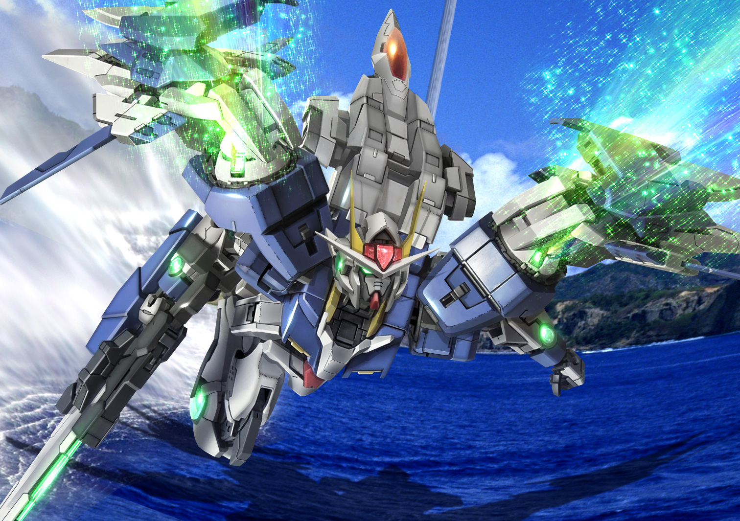Anime 1512x1065 anime Gundam mechs Super Robot Taisen Mobile Suit Gundam 00 00 Raiser artwork digital art fan art
