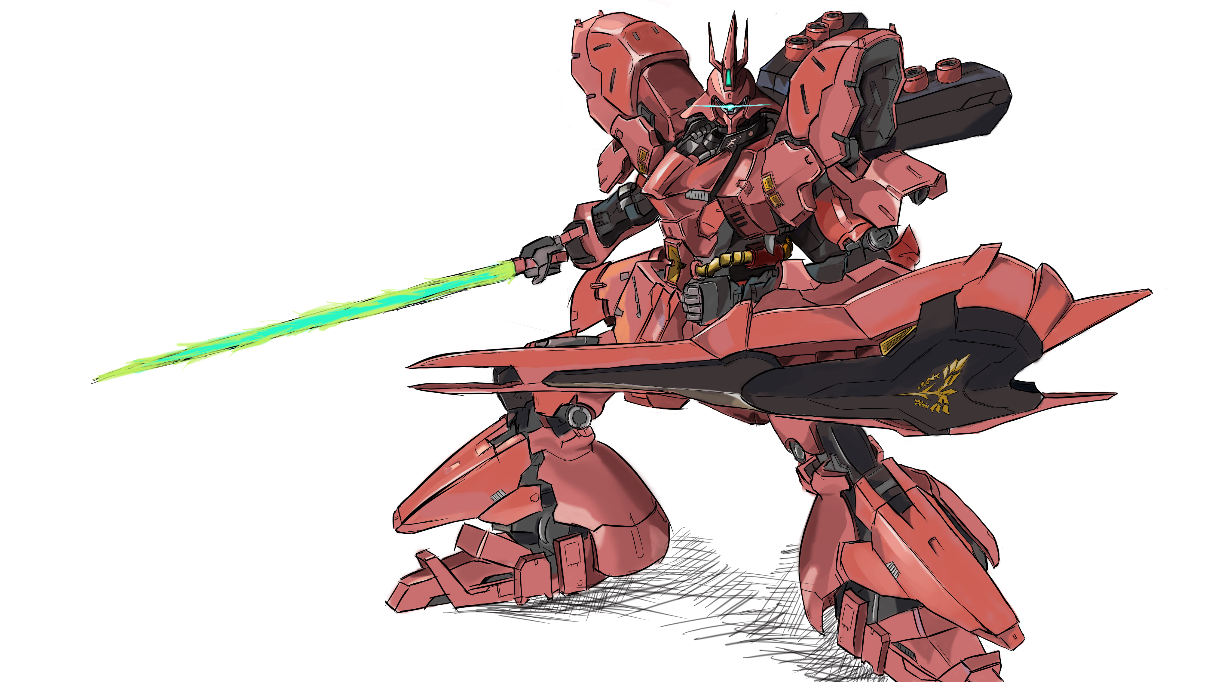 Anime 4032x2268 anime mechs Mobile Suit Super Robot Taisen Mobile Suit Gundam Char&#039;s Counterattack Sazabi artwork digital art fan art
