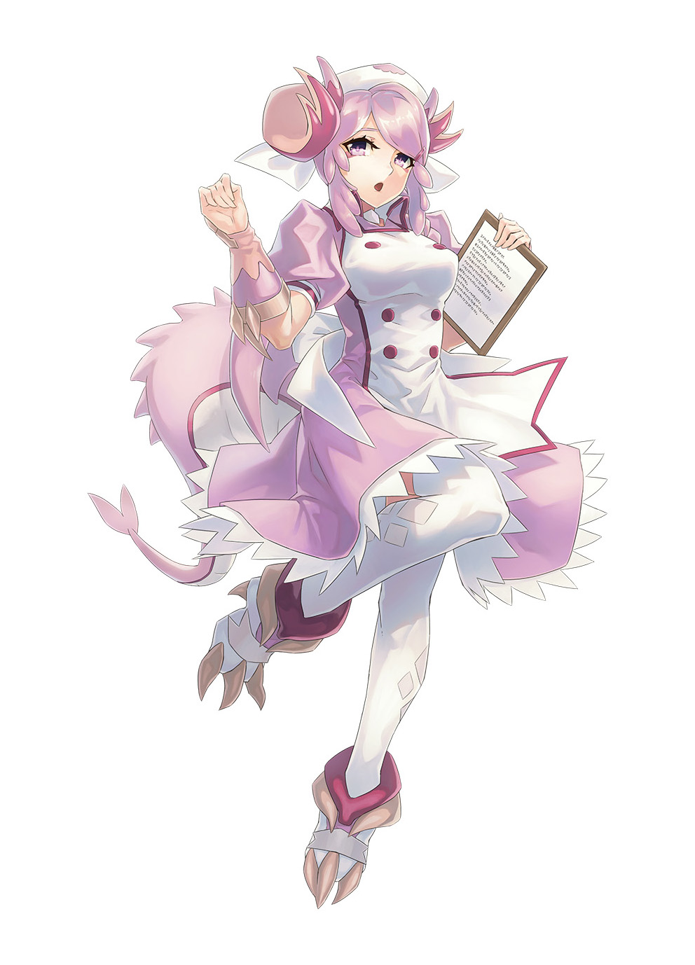 Anime 992x1378 anime anime girls Trading Card Games Nurse Dragonmaid shoulder length hair pink hair maid maid outfit artwork digital art fan art