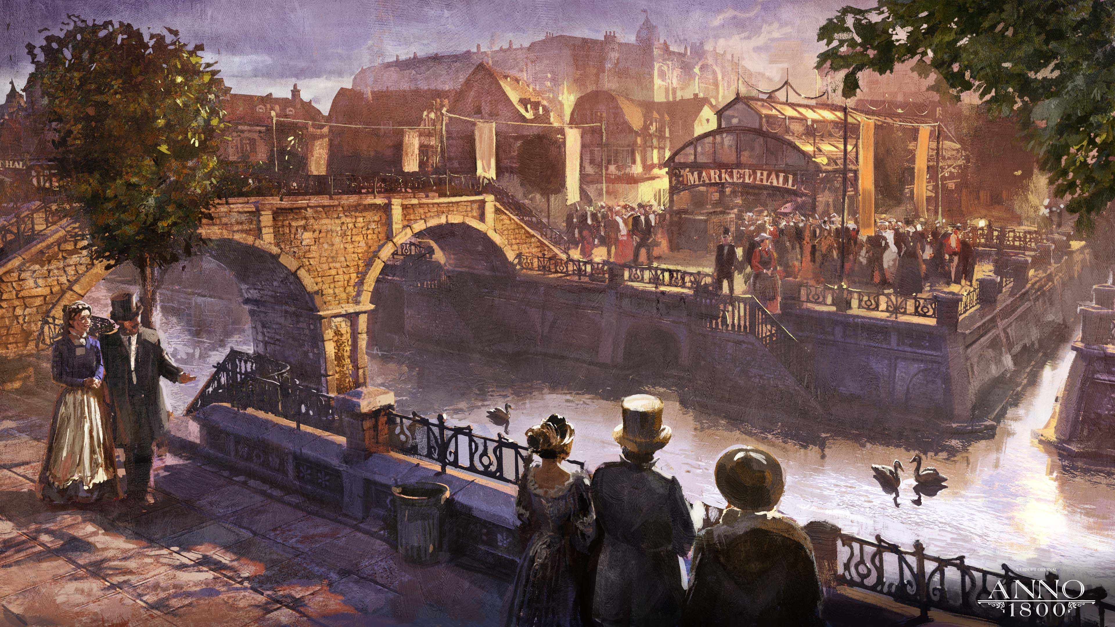 General 3840x2160 Anno 1800 1800s digital art concept art artwork Ubisoft city canal bridge