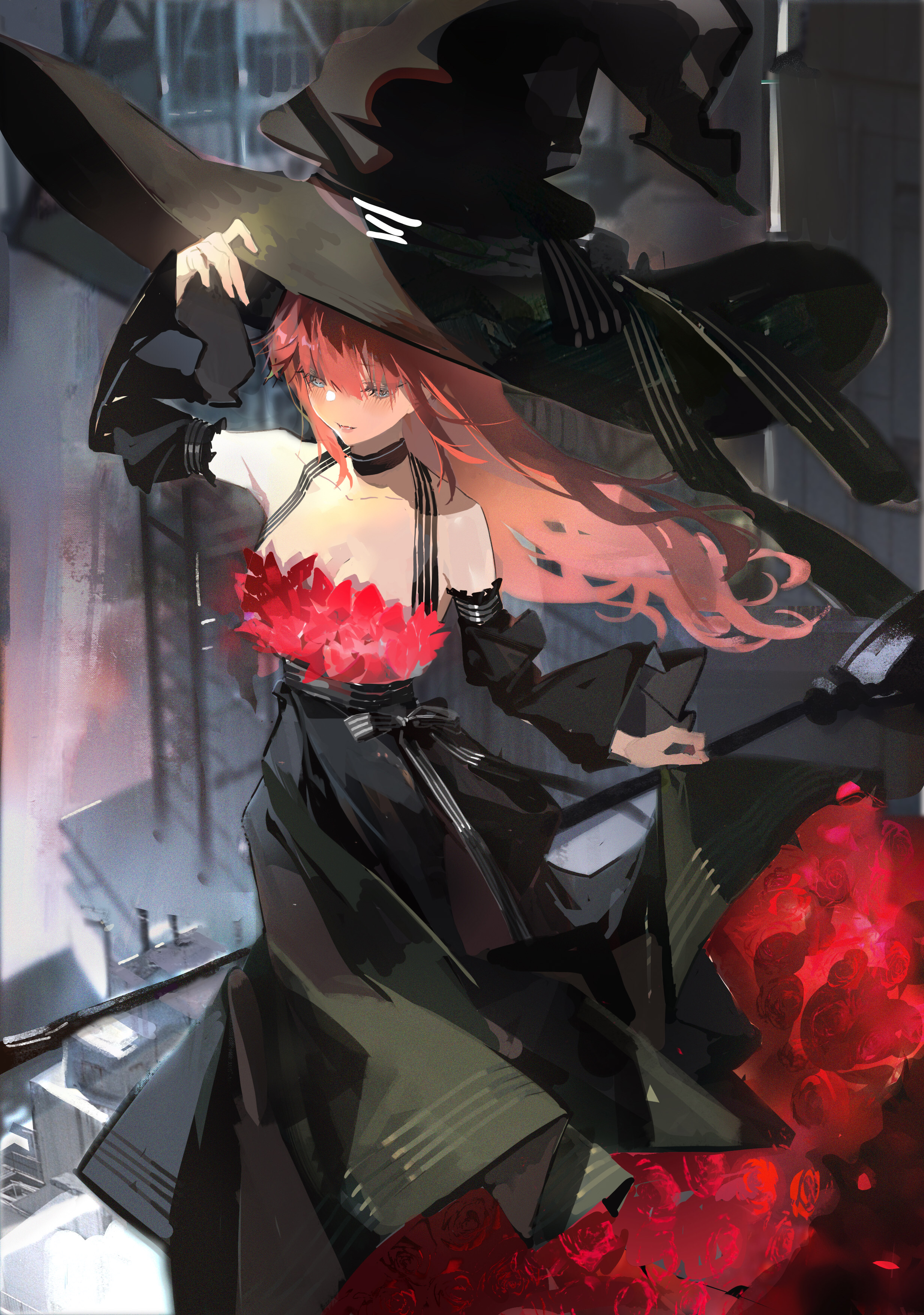 Anime 2465x3508 anime anime girls Songruan witch witch hat dress redhead
