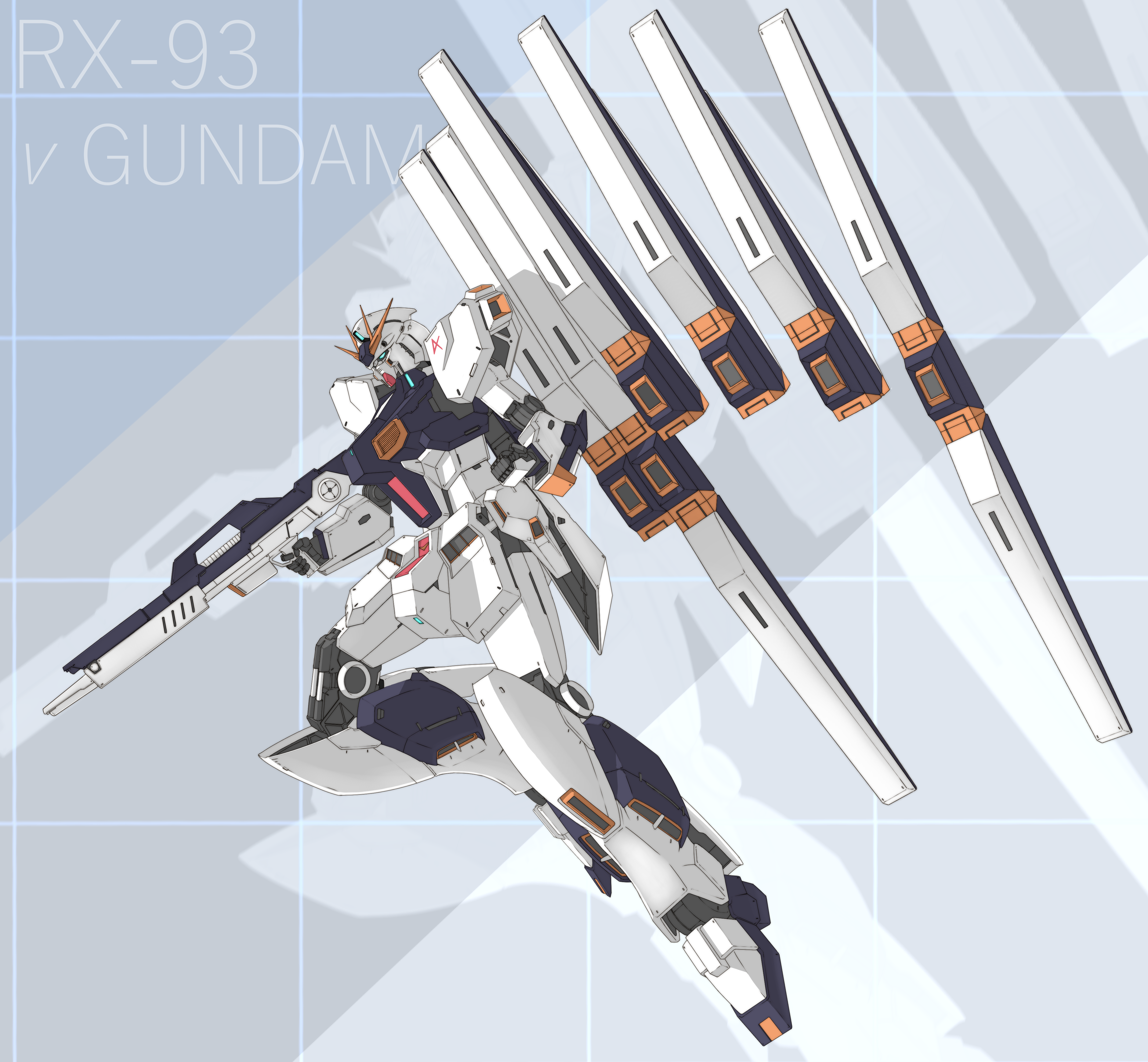 Anime 4275x3955 anime mechs Gundam Mobile Suit Gundam Char&#039;s Counterattack artwork digital art fan art Super Robot Taisen RX-93 v Gundam