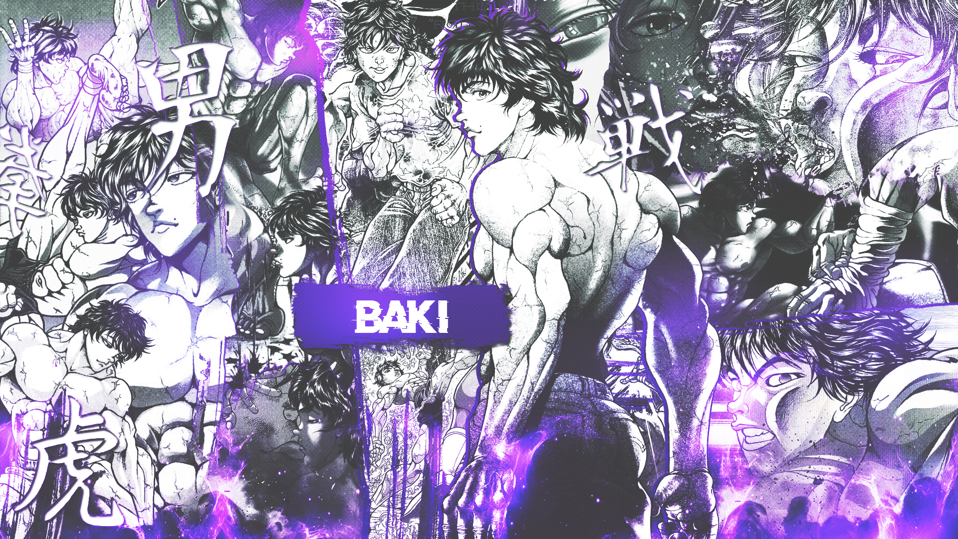 Anime 1920x1080 manga collage Baki Hanma muscles Baki the Grappler DinocoZero