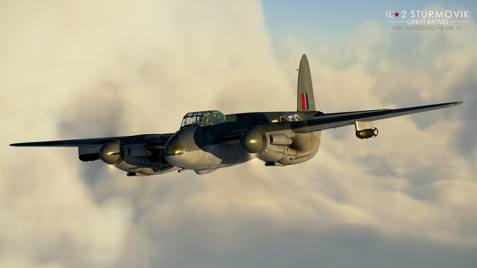 General 1920x1080 aircraft airplane De Havilland Mosquito video games World War II IL-2 Sturmovik (video game) screen shot flight simulator British aircraft