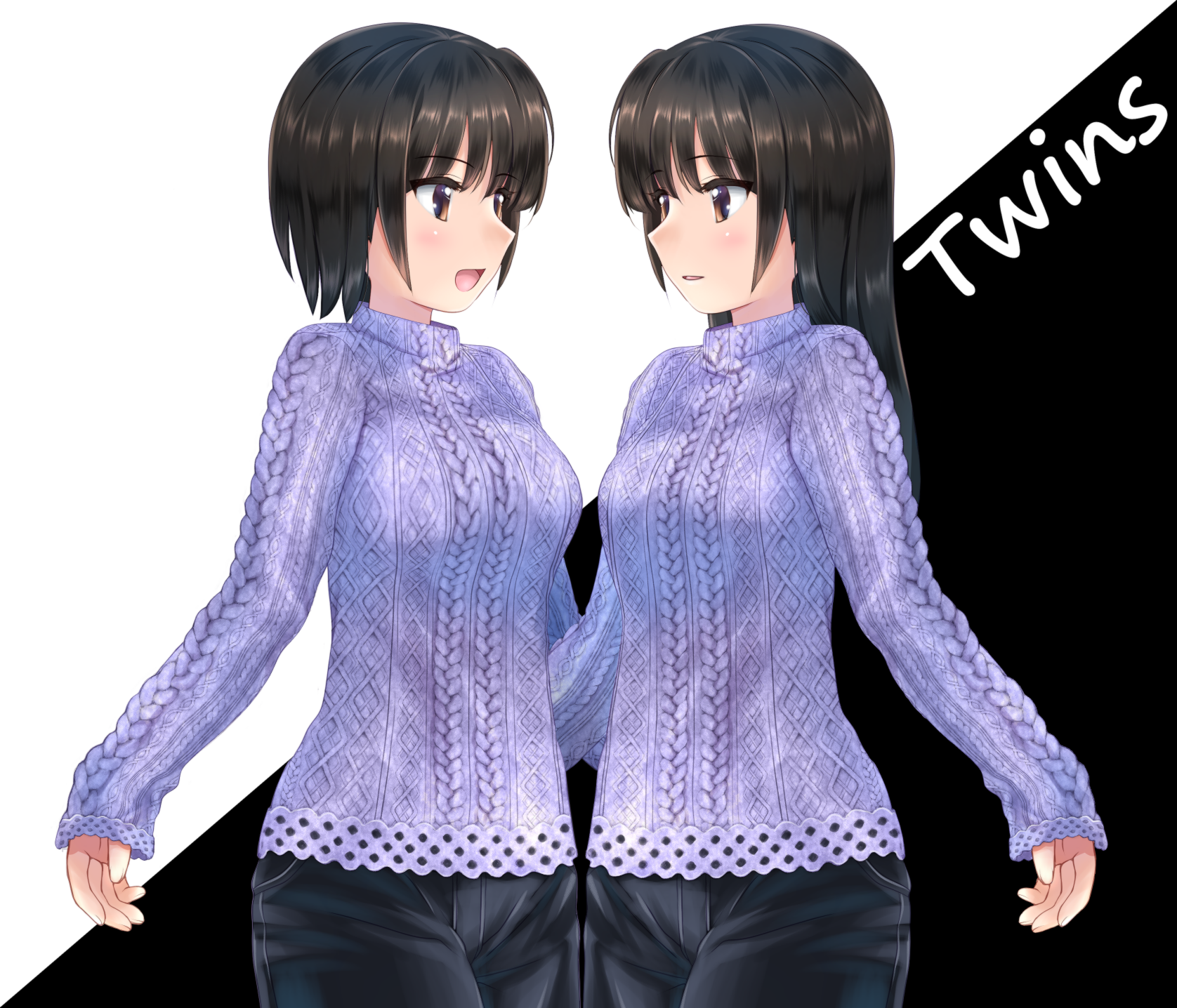 Anime 1676x1436 anime anime girls original characters twins artwork digital art fan art two women