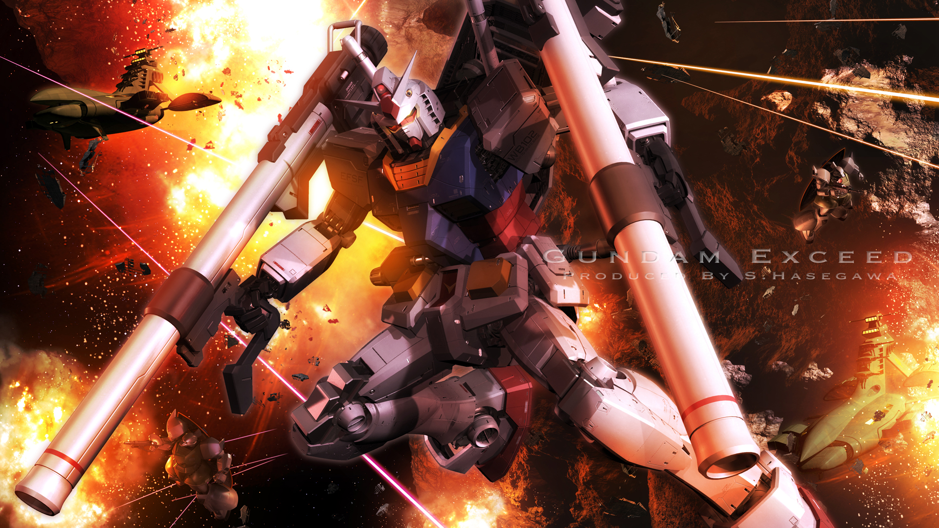 Anime 1920x1080 anime mechs Mobile Suit Gundam Gundam Super Robot Taisen RX-78 Gundam artwork digital art fan art