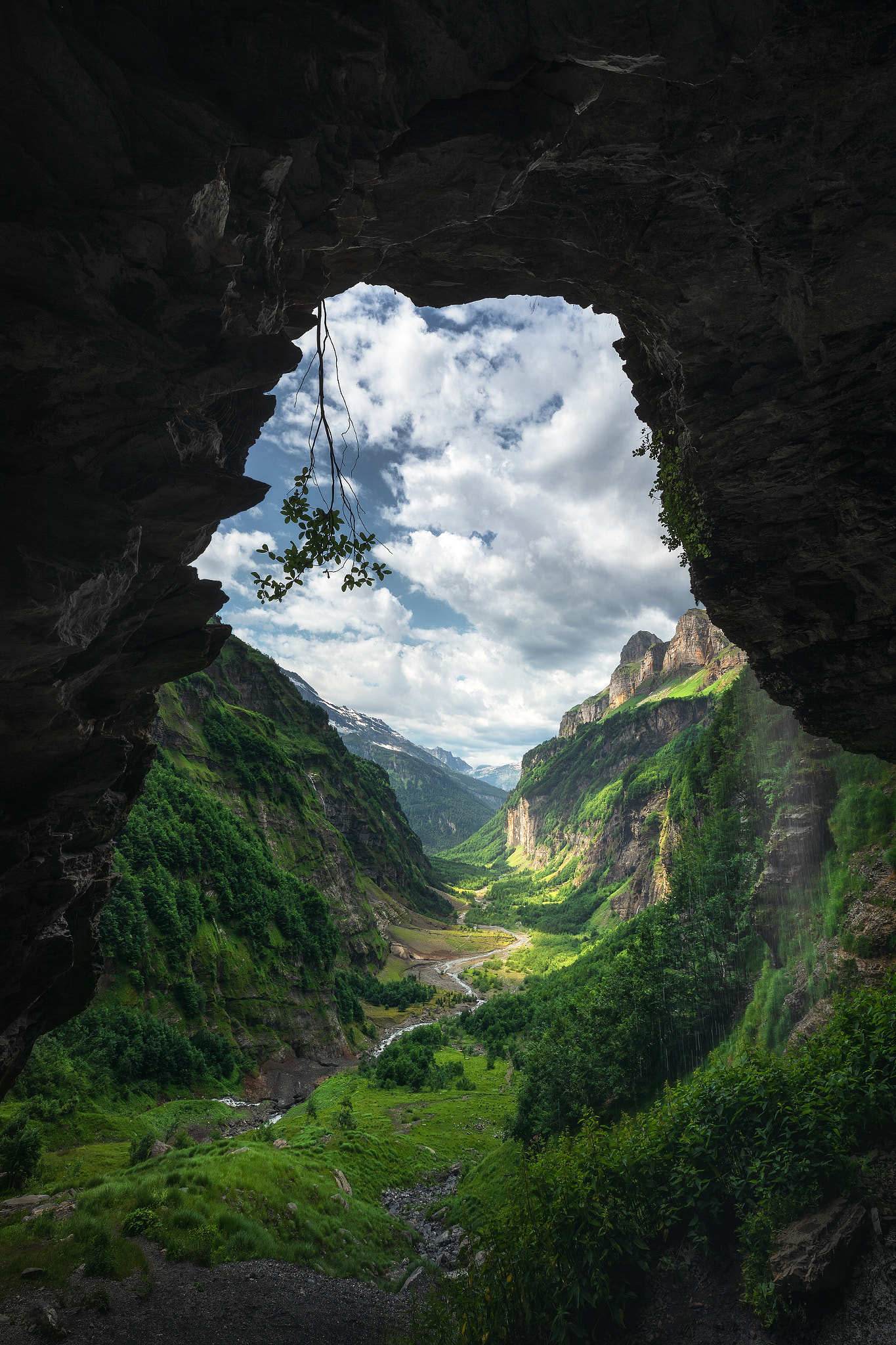 General 1365x2048 Daniel Gastager landscape Alps French Alps cave sky clouds canyon grass nature