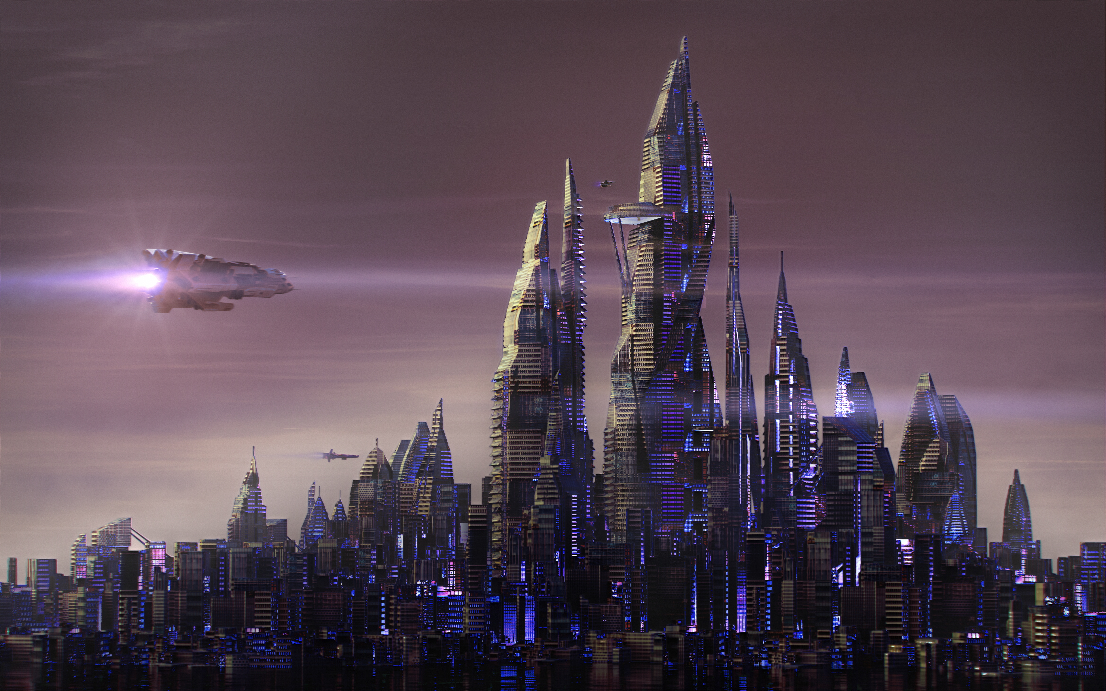 General 3840x2400 artwork city futuristic science fiction