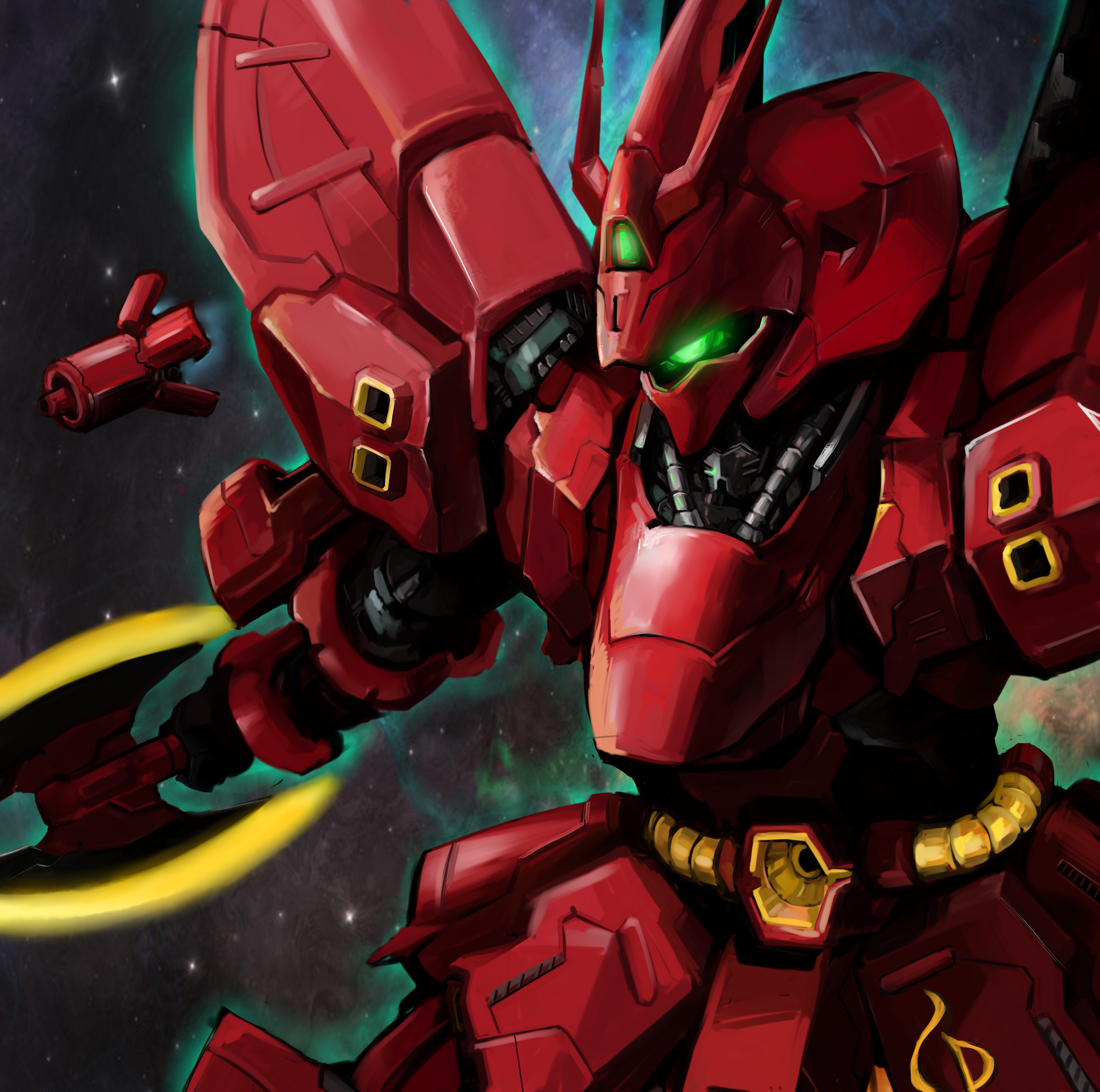 Anime 5000x4960 anime mechs Mobile Suit Gundam Char&#039;s Counterattack Sazabi Mobile Suit artwork digital art fan art Super Robot Taisen
