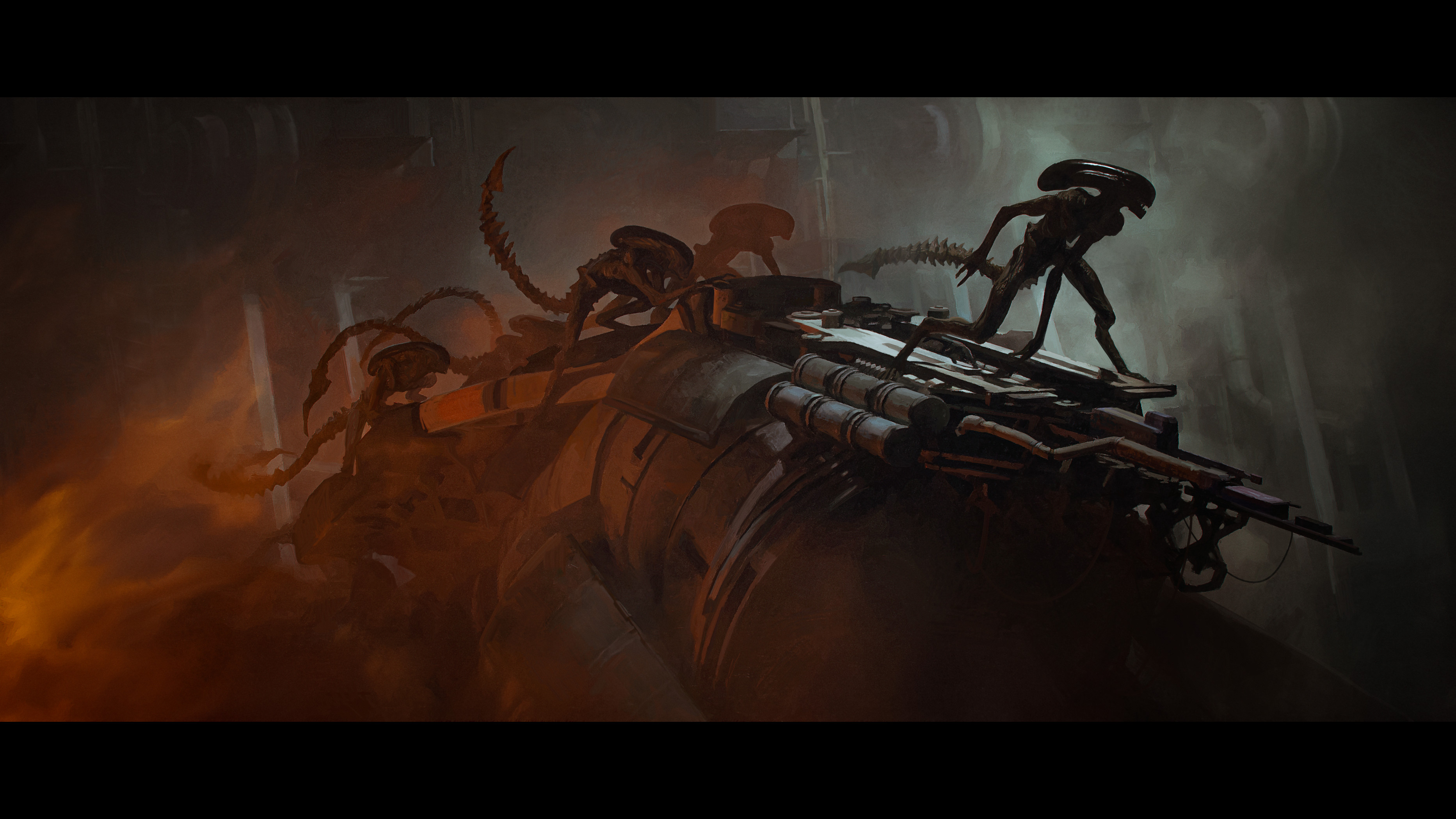 General 3731x2098 aliens Xenomorph horror science fiction creature artwork Tomasz Zarucki digital art