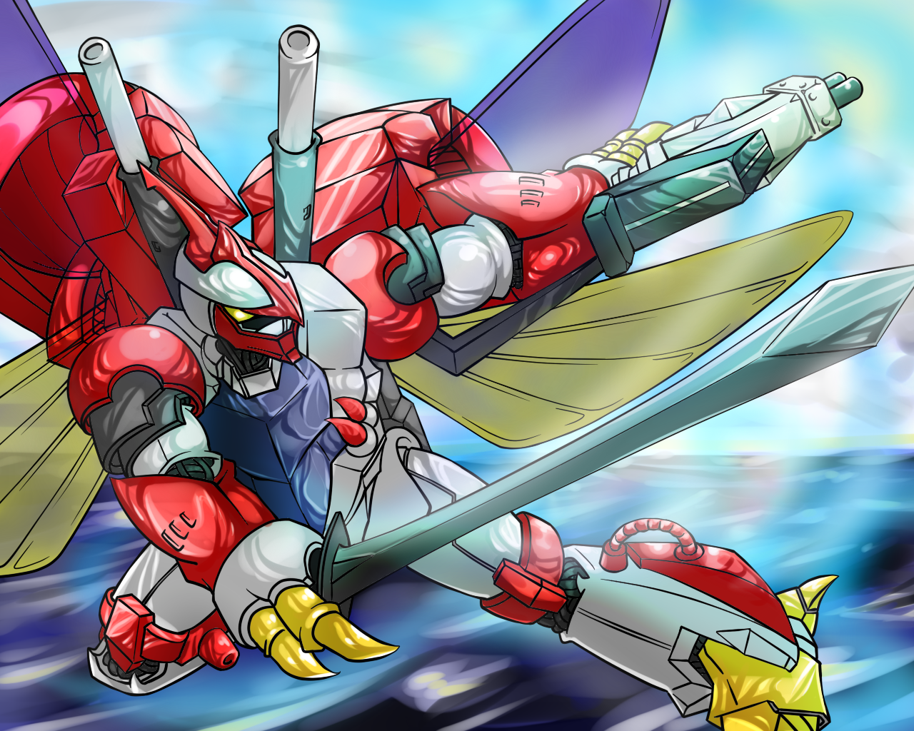 Anime 1280x1024 Billbine anime Aura Battler Dunbine mechs Super Robot Taisen artwork digital art fan art