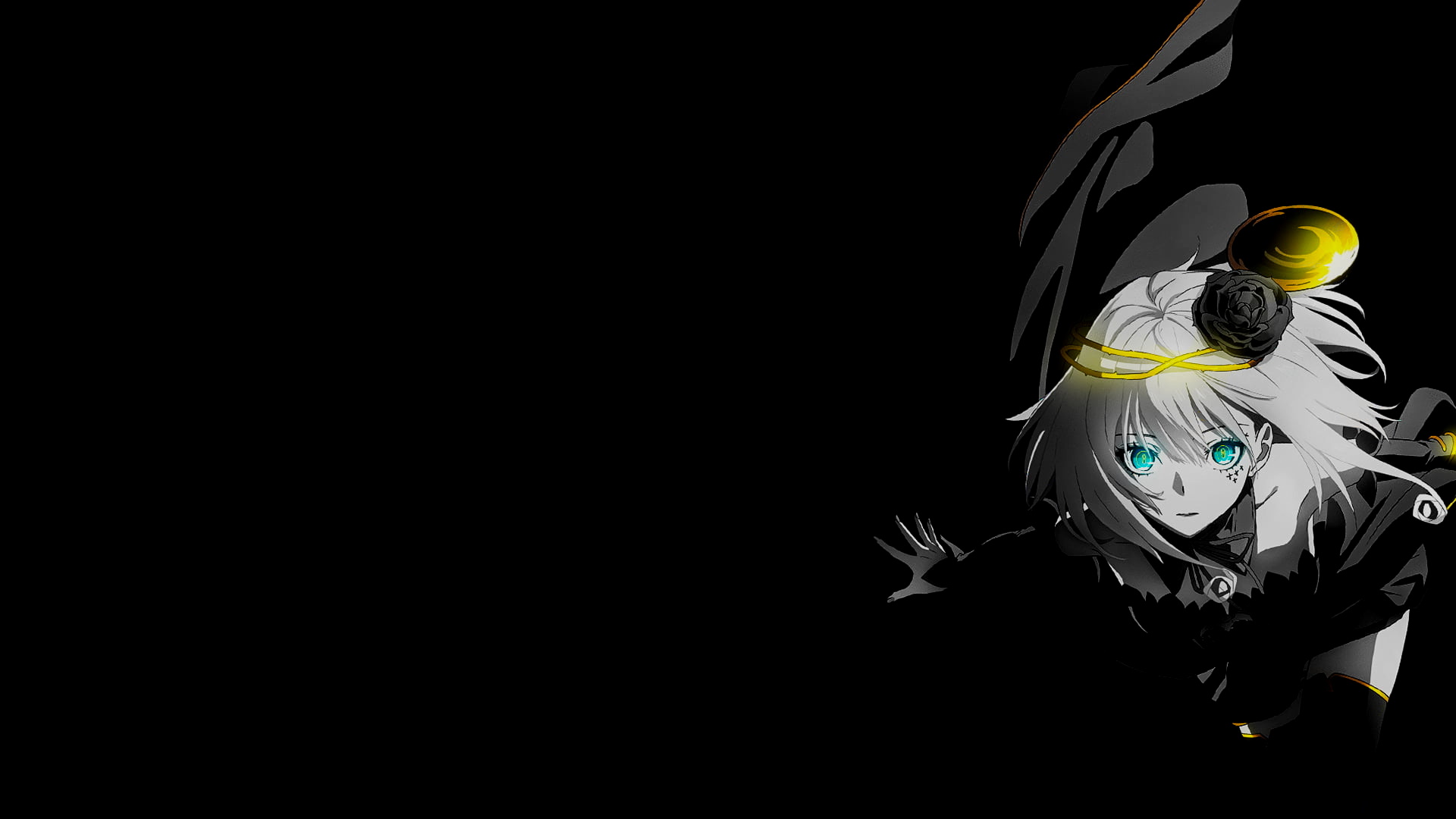 Anime 1920x1080 selective coloring black background dark background simple background anime girls Takt Op. Destiny