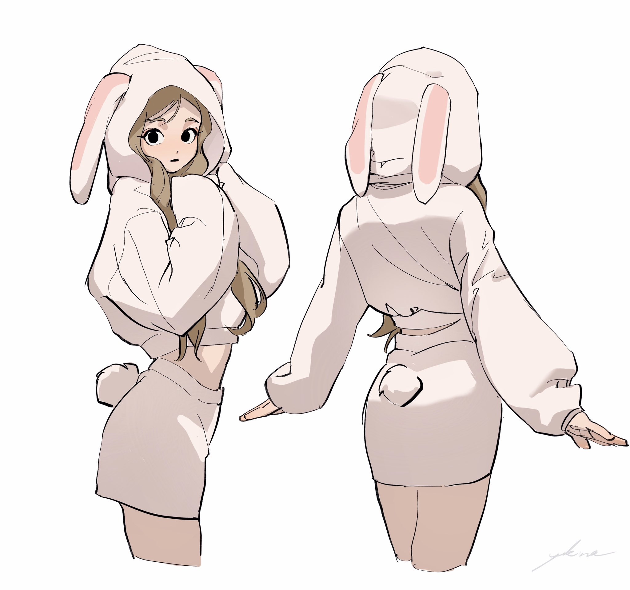 Anime 2048x1918 anime girls sketches bunny girl bunny ears simple background hoods white background long hair bunny tail minimalism signature drawing looking at viewer