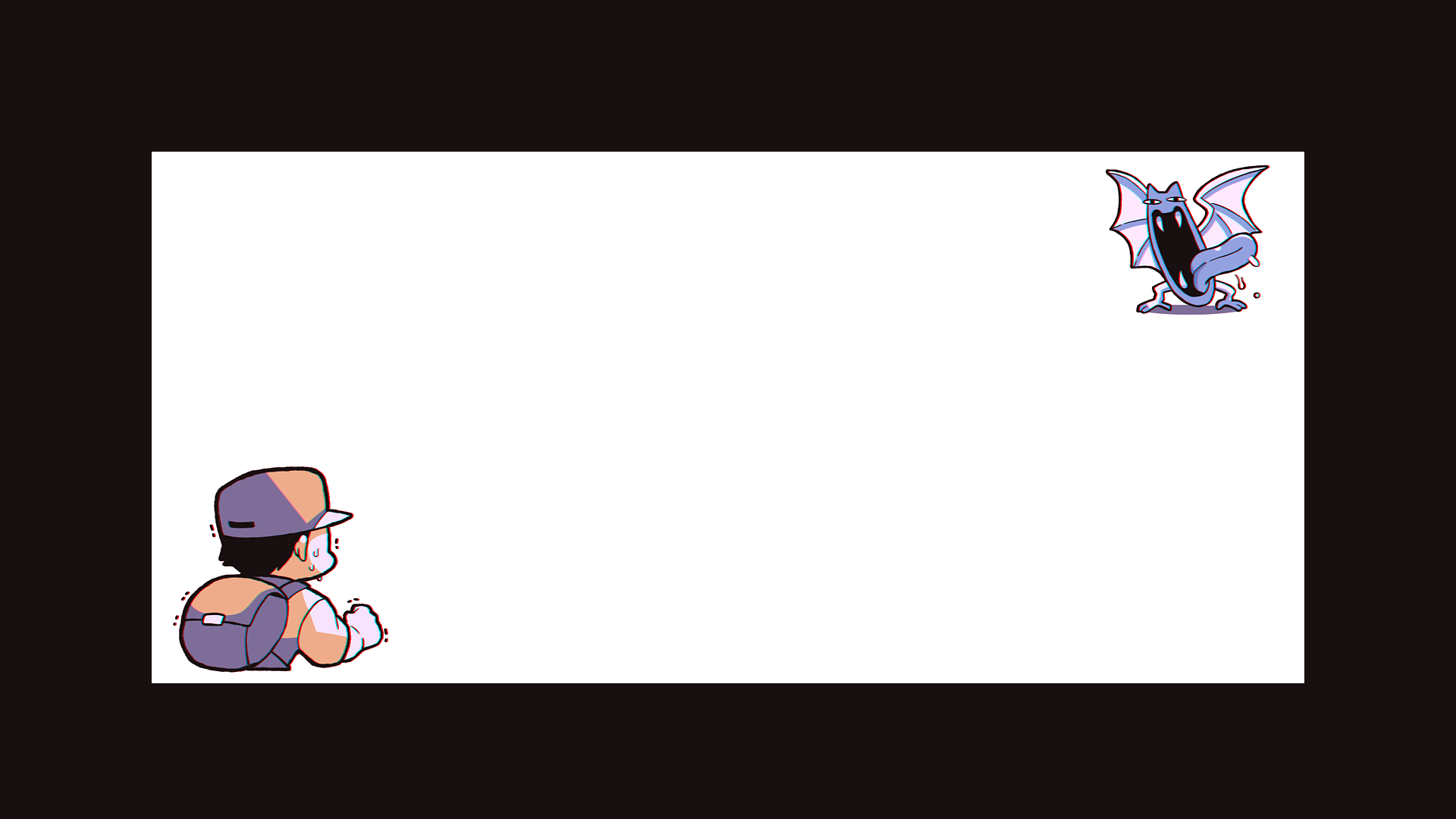 Anime 1920x1080 video games retro games Nintendo Pokémon Pokemon First Generation Red (Pokemon) bat wings bats hat backpacks monochrome tongue out white background shaking simple background sweat