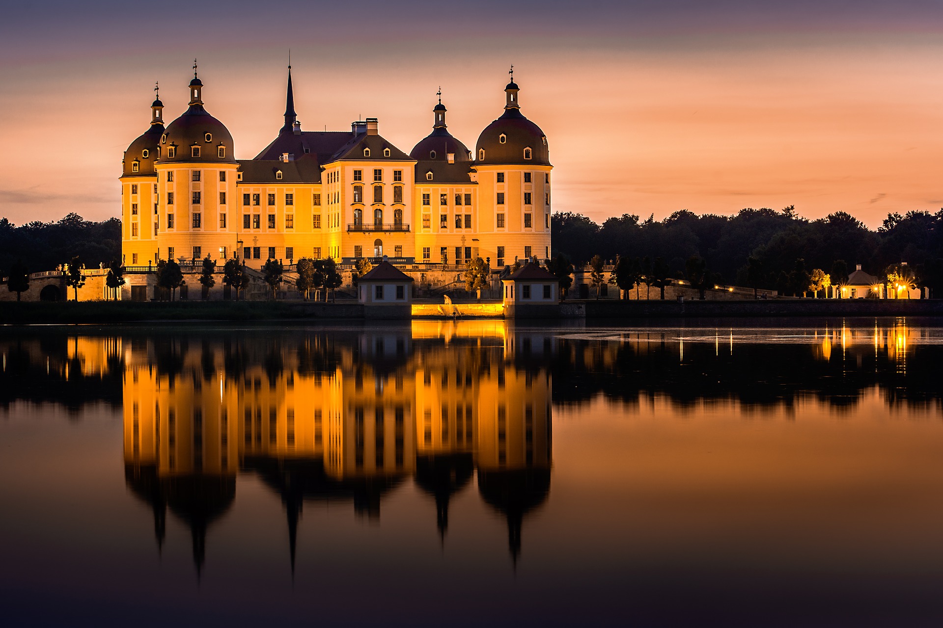 General 1920x1280 Moritzburg Castle Saxony Germany reflection architecture water trees evening castle