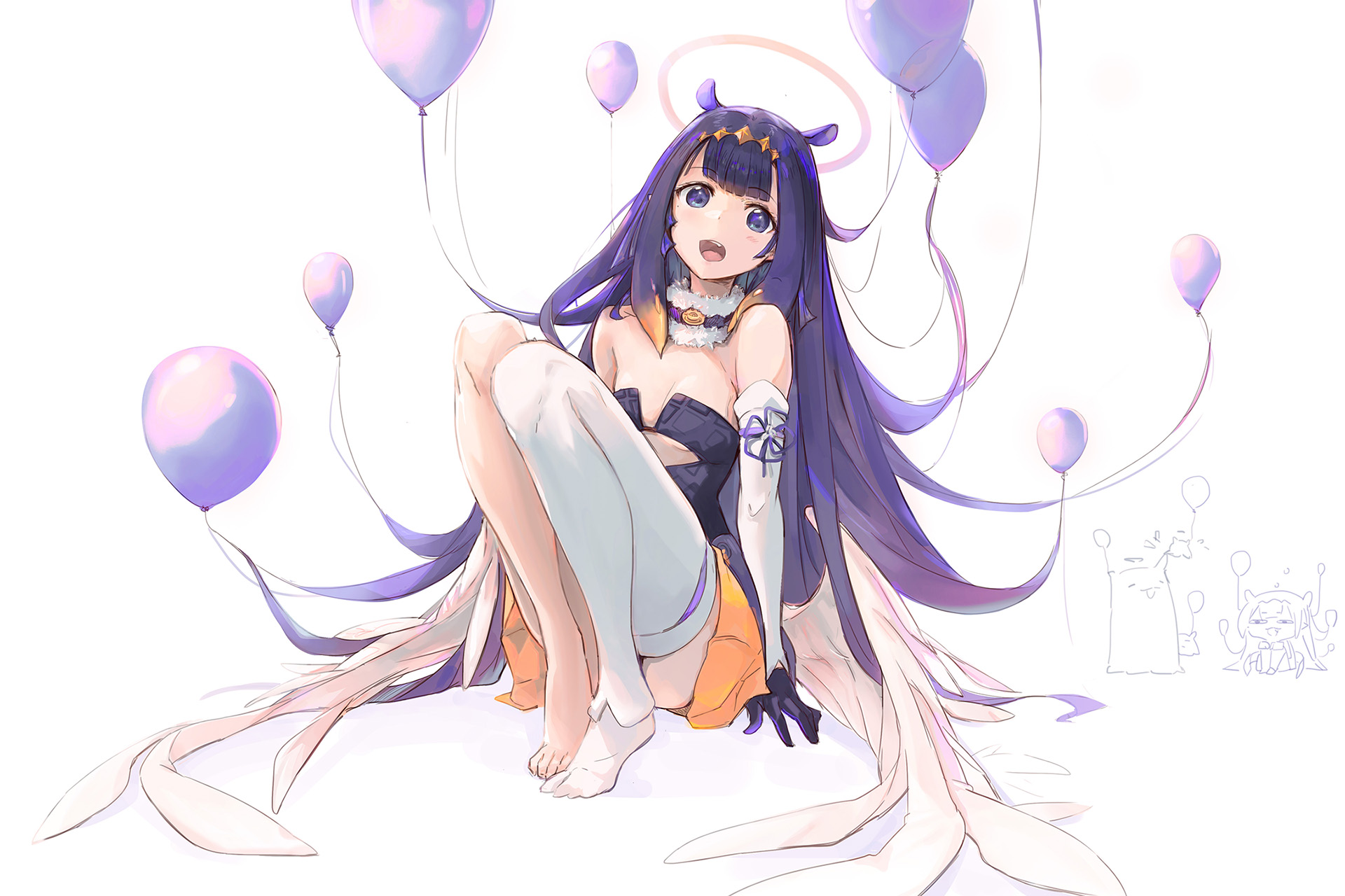 Anime 1920x1280 Ninomae Ina'nis Hololive Hololive English purple hair Virtual Youtuber anime girls balloon
