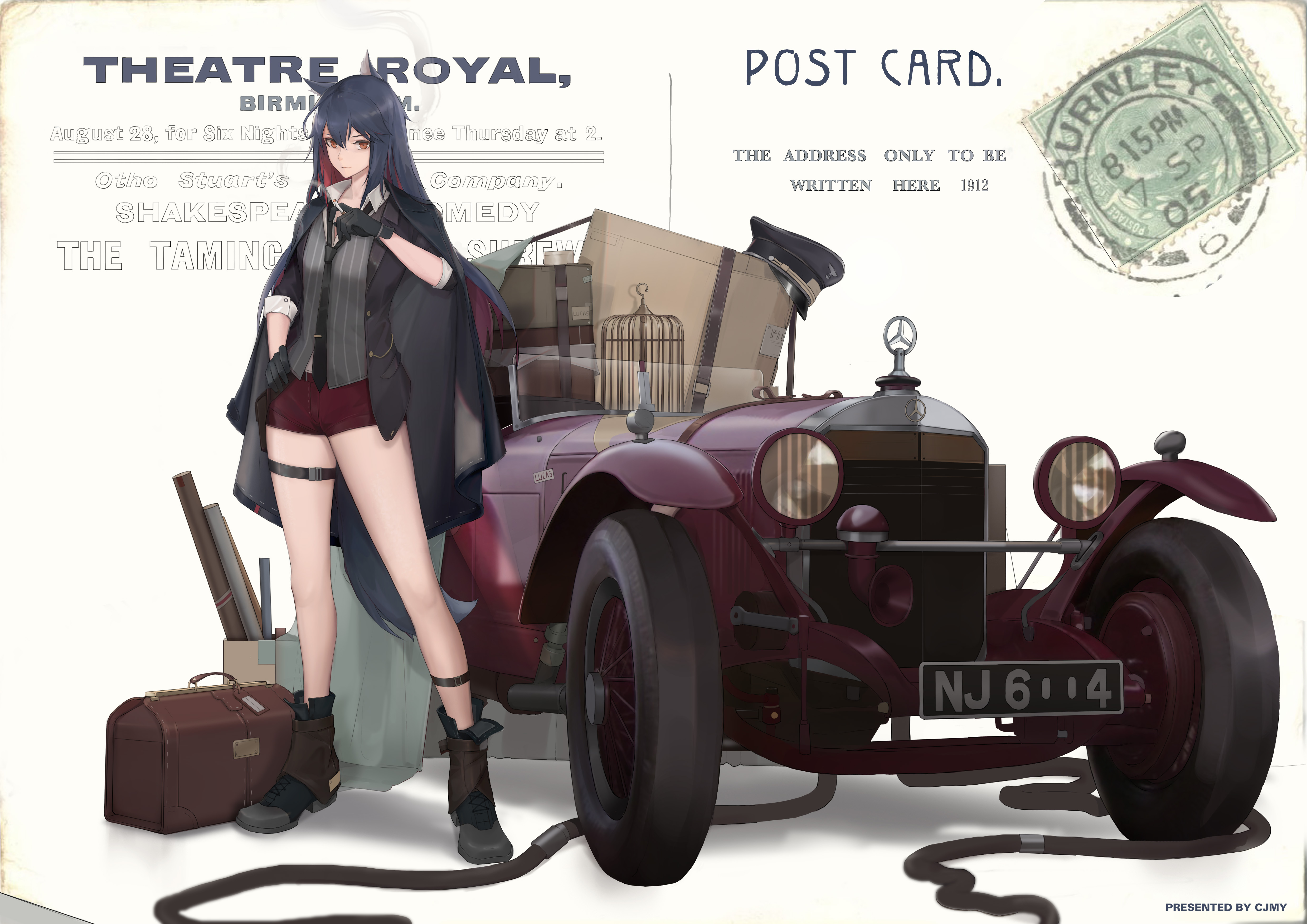 Anime 4959x3508 anime girls anime gloves car shorts two tone hair Arknights Texas (Arknights)