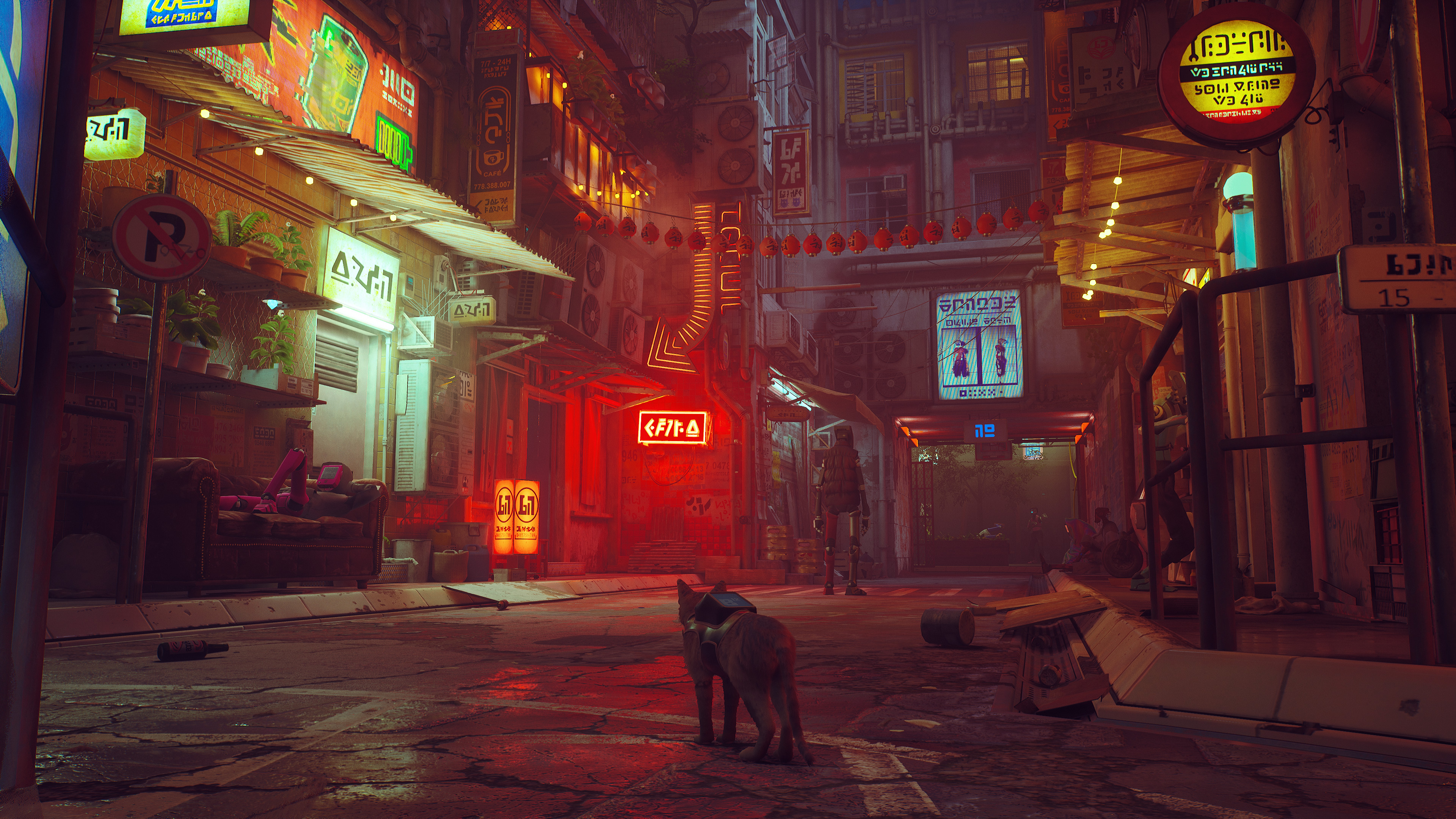 General 3840x2160 Stray cyberpunk city dystopian cats video games