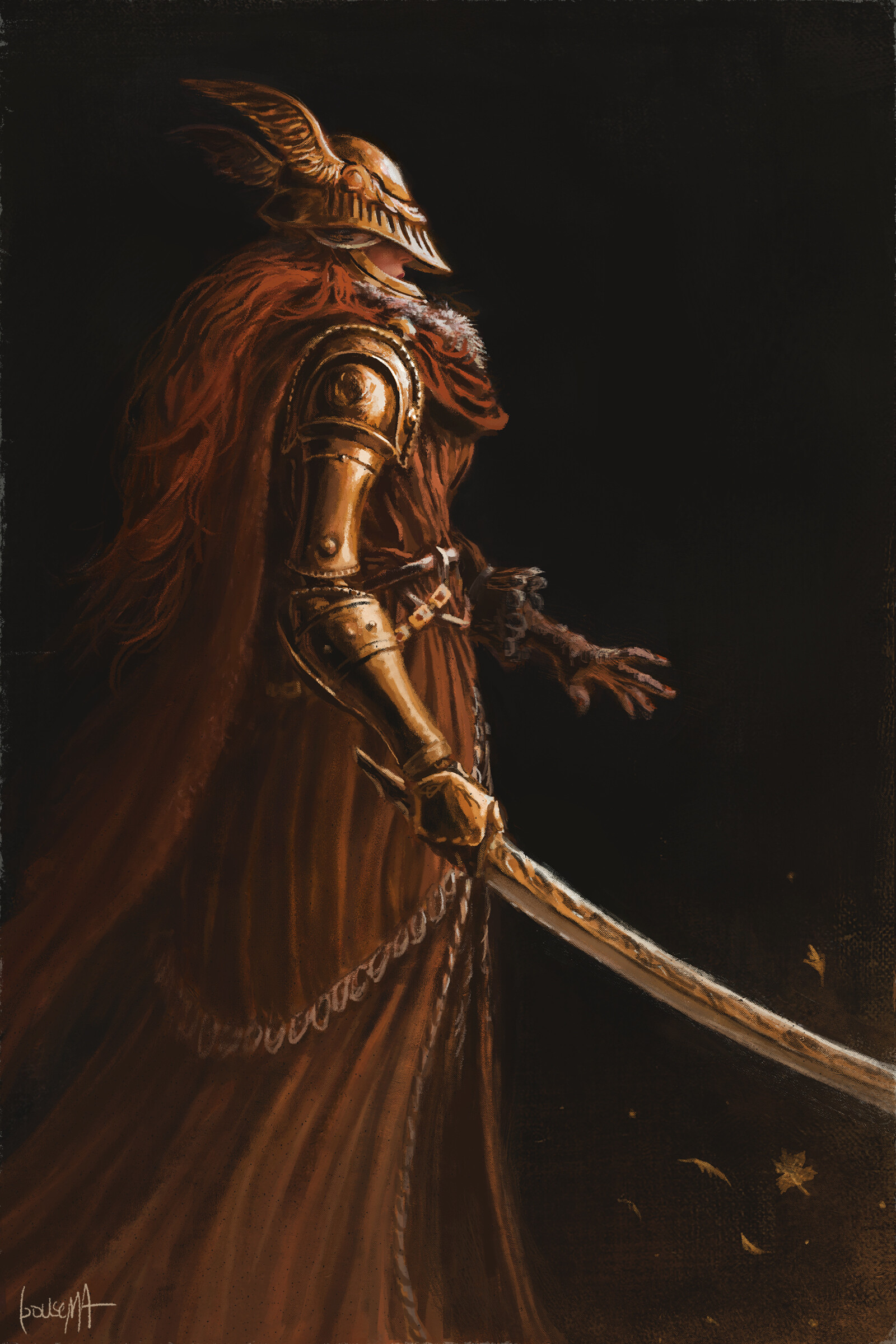 General 1600x2400 fantasy art artwork digital art Elden Ring Malenia armor redhead video games video game characters