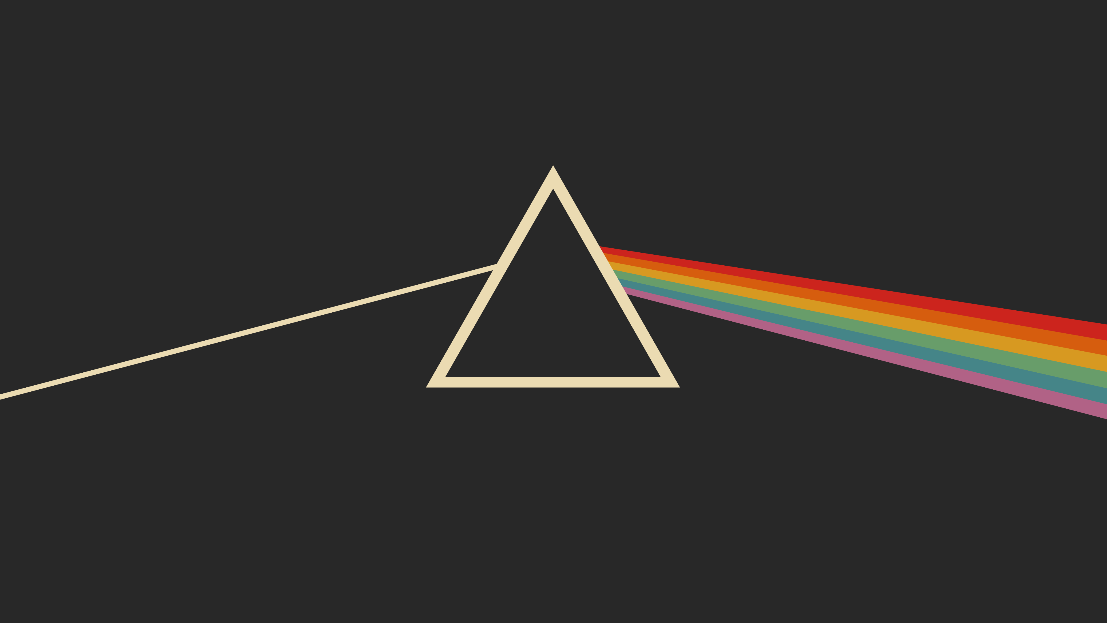 General 3840x2160 gruvbox Refraction minimalism simple background rainbows pyramid album covers Pink Floyd The Dark Side of the Moon progressive rock
